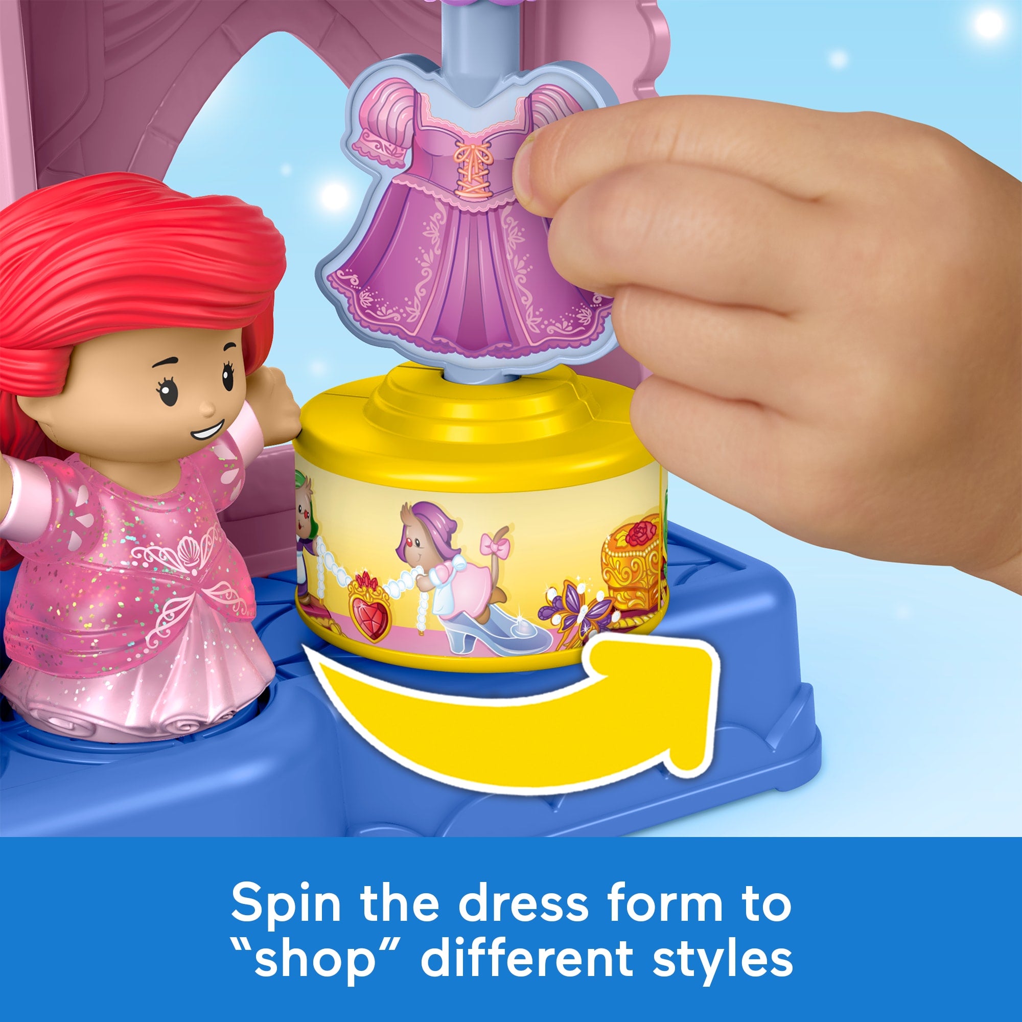 Fisher-Price Little People Disney Princess Shimmer & Glow Dress Shop Toddler Playset & 2 Figures - Image 4