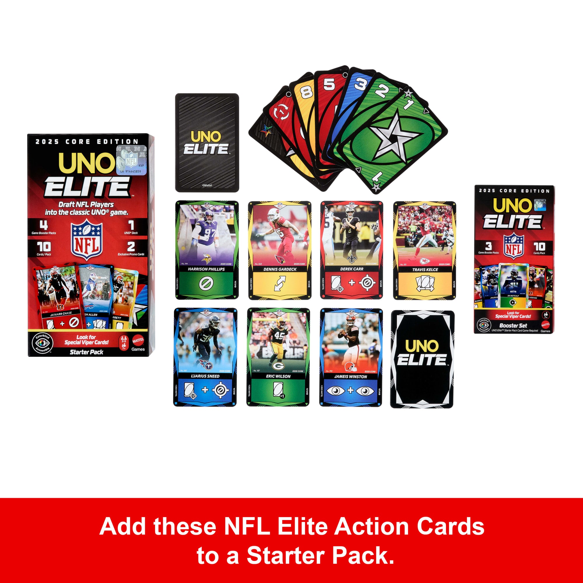 UNO Elite NFL Booster Set With 30 Elite Action Cards. 2025 Core Edition (Players May Vary) - Image 3