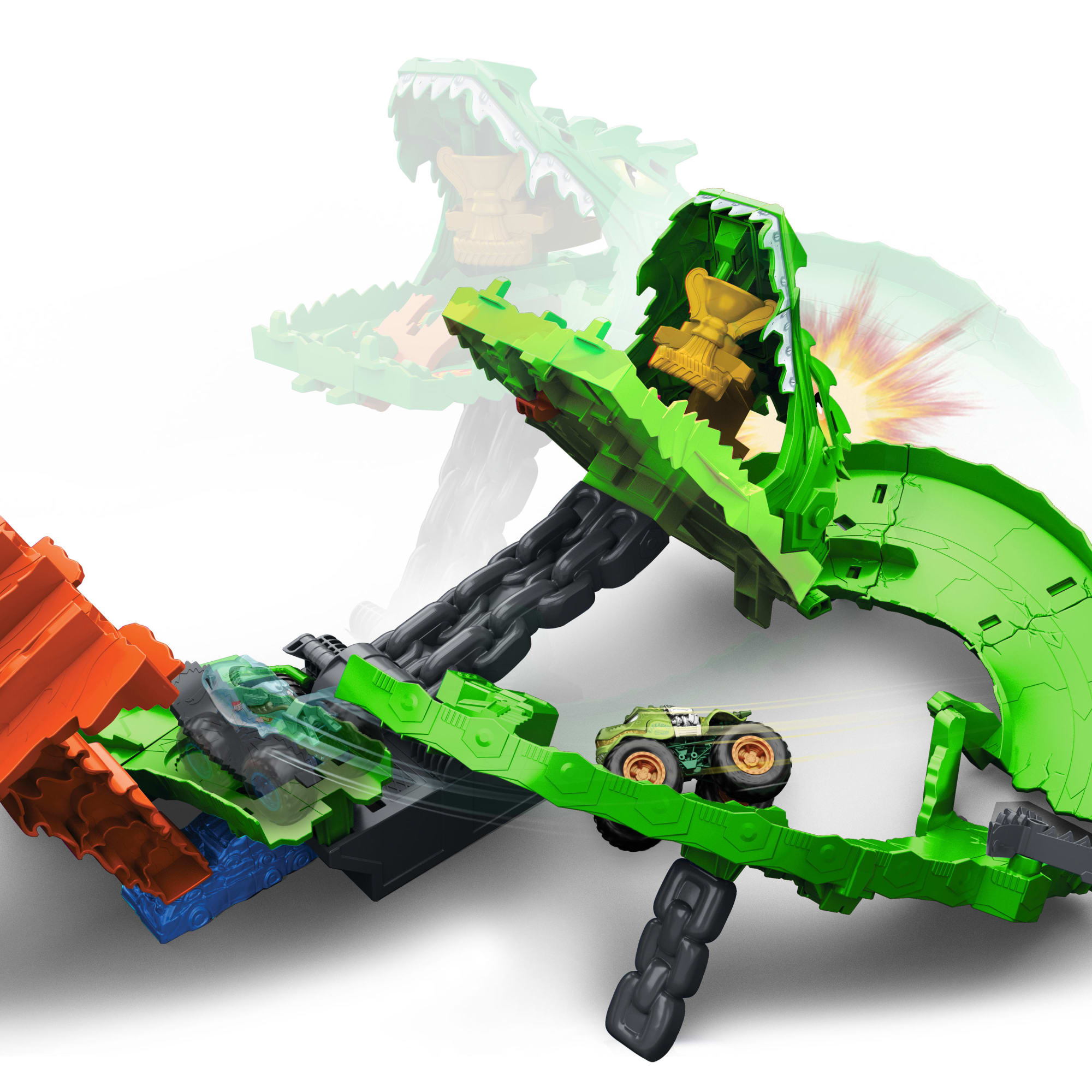 Hot Wheels Monster Trucks-Coffret Piste Dragon Sharks Vs. Dinos - Image 4