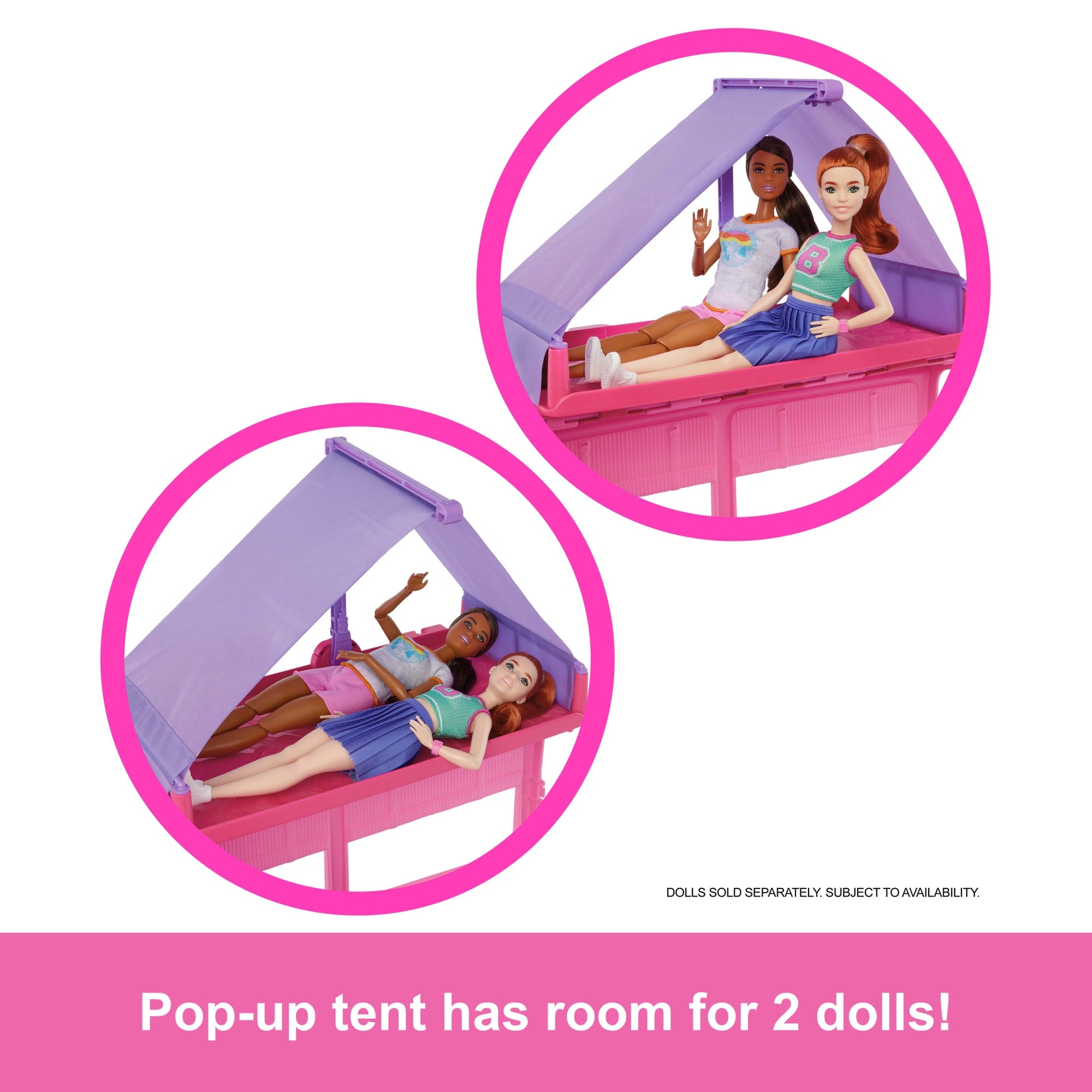 Barbie Dream Camper Playset With Roof Tent. BBQ Grill With Color-Change Feature & 60+ Accessories - Image 4