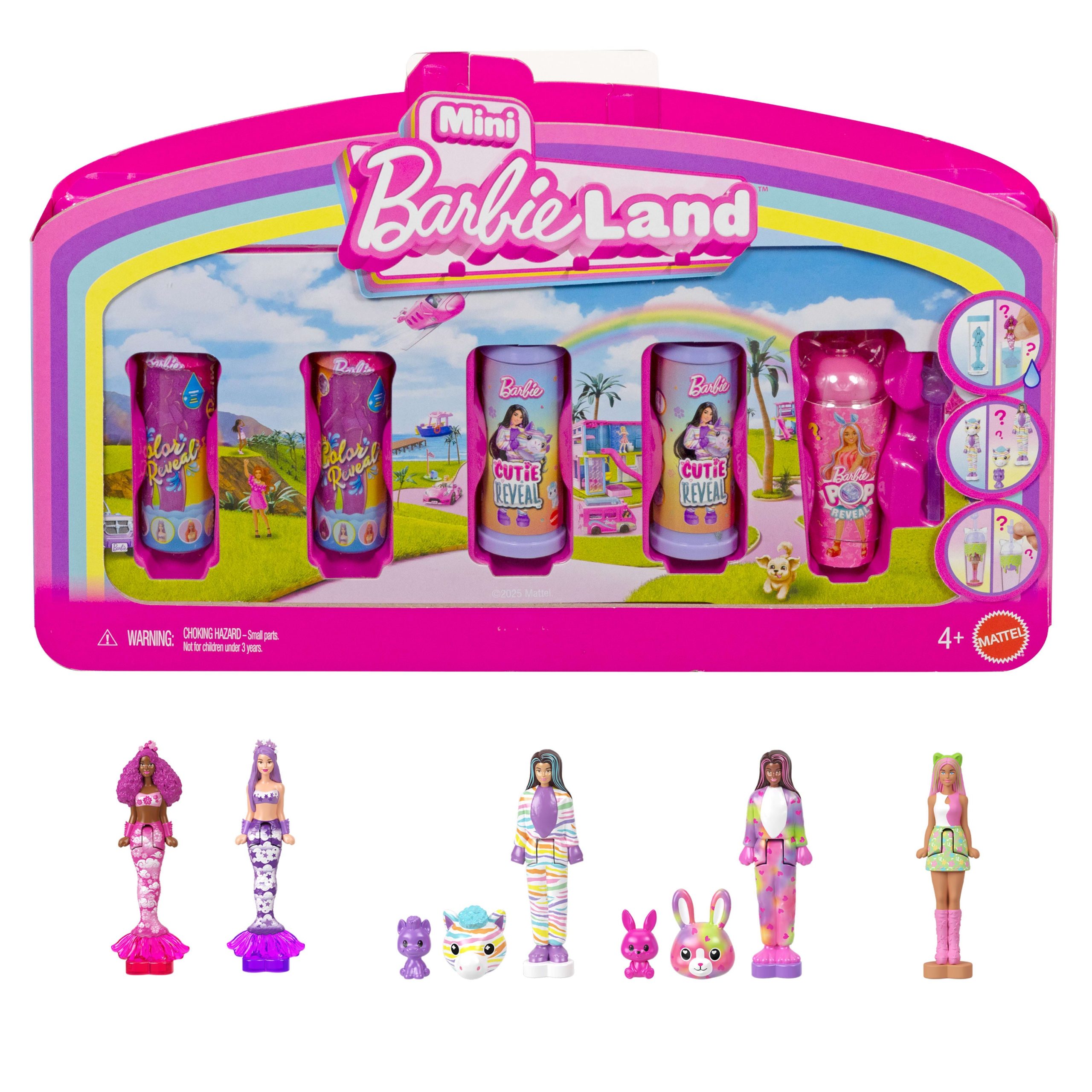 Barbie Mini Barbie Land 5 Dolls Reveal Pack. 1.5-Inch Mini Dolls With Surprise Reveal & Sensory Play Piece