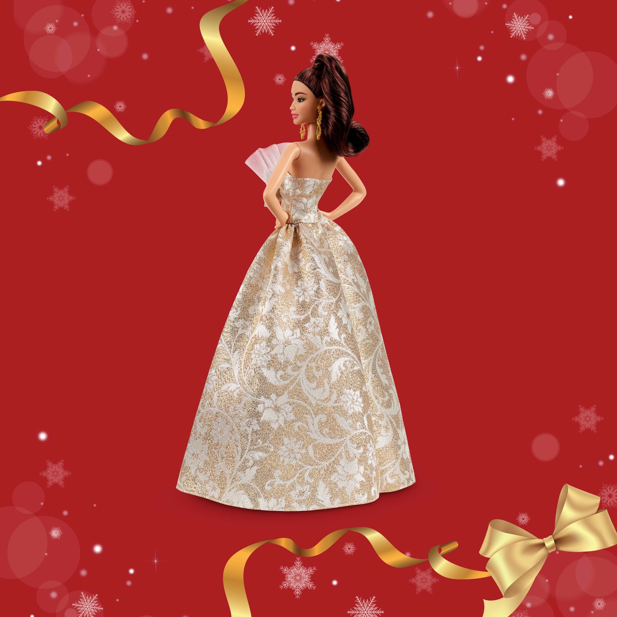 Barbie Signature 2025 Holiday Barbie Fashion Doll. Seasonal Collector. Light Brown Hair With Silver & Gold Gown - Image 5