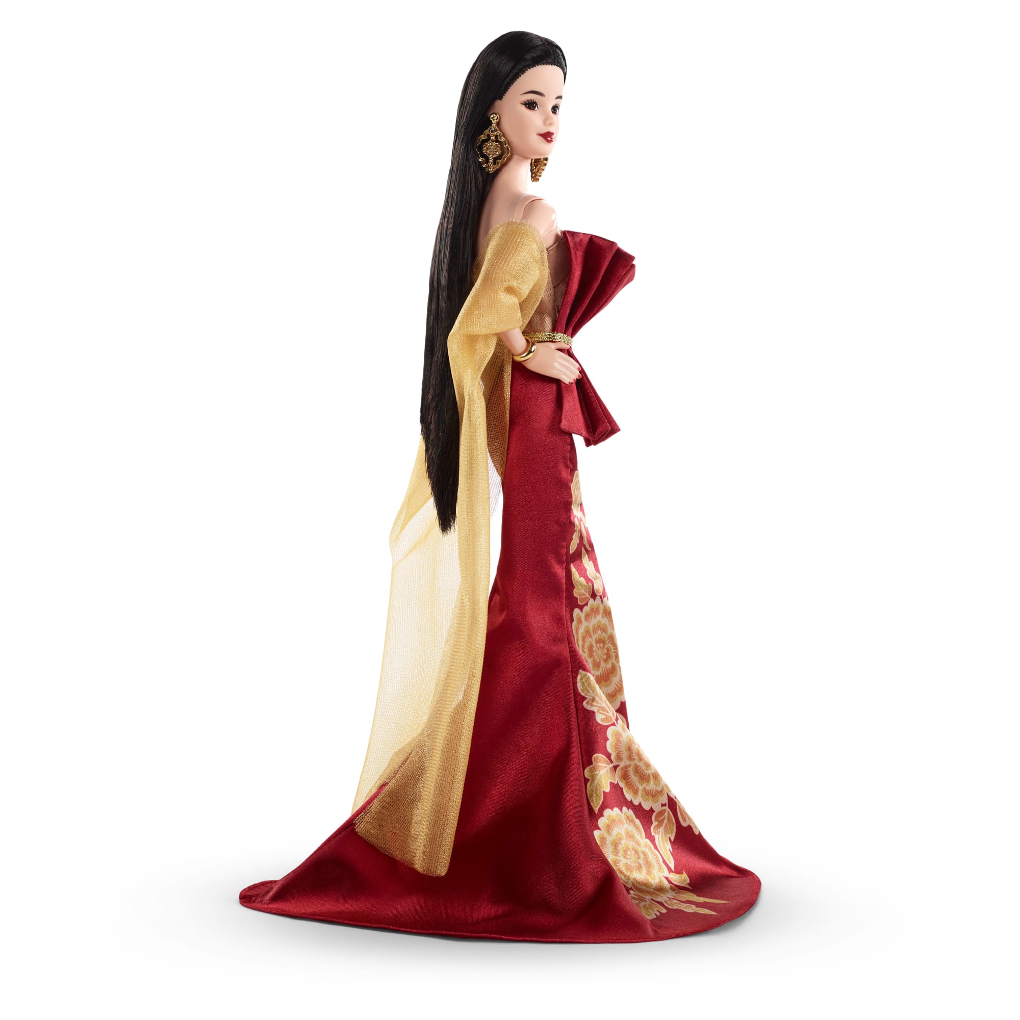 Barbie Signature Lunar New Year Fashion Doll. Red Dress With Golden Peonies. Collectible Holiday Gift - Image 5