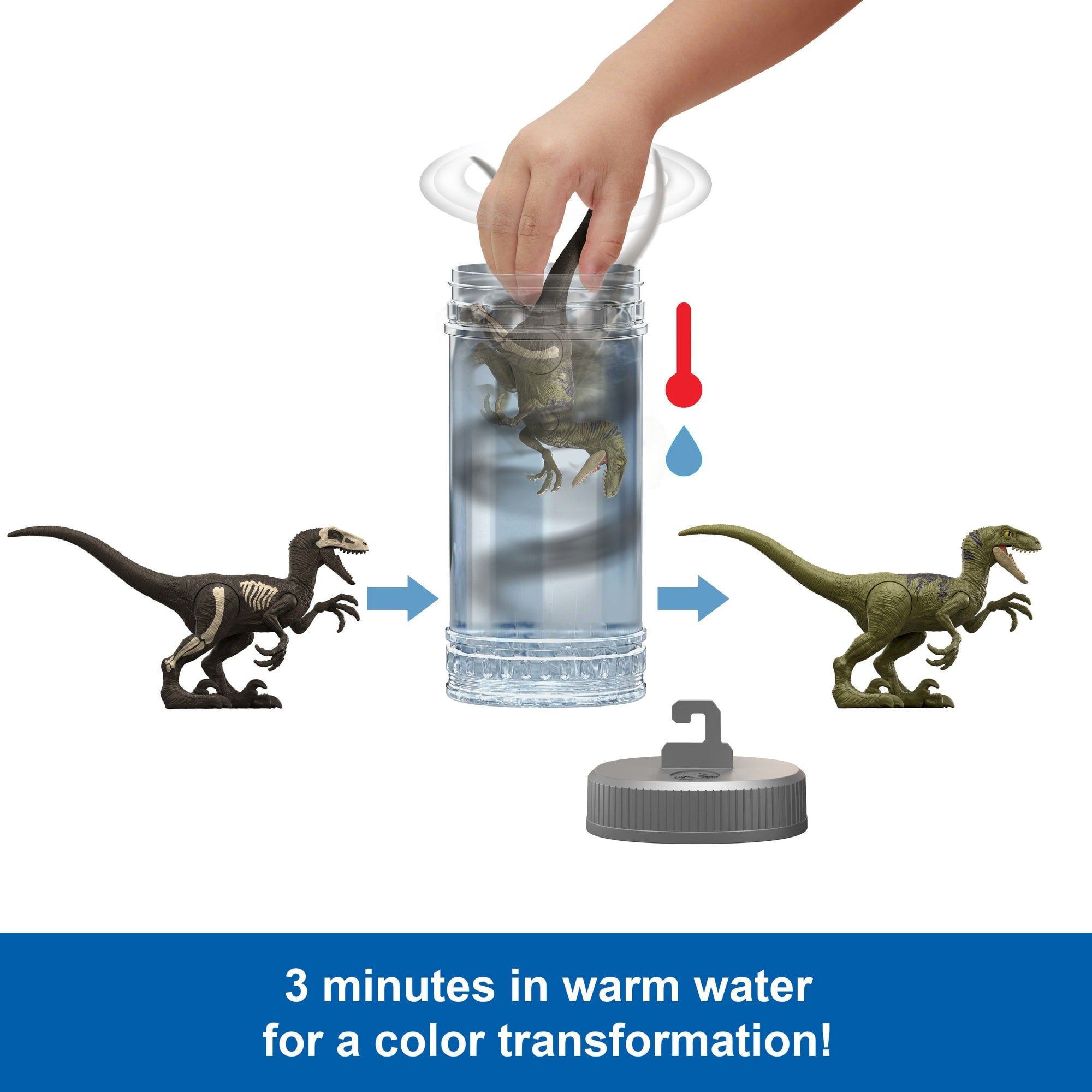 Jurassic World Dino Reveal Dinosaur Toys. Warm Water Uncovers Full Decoration. Unpack & Color Change - Image 2