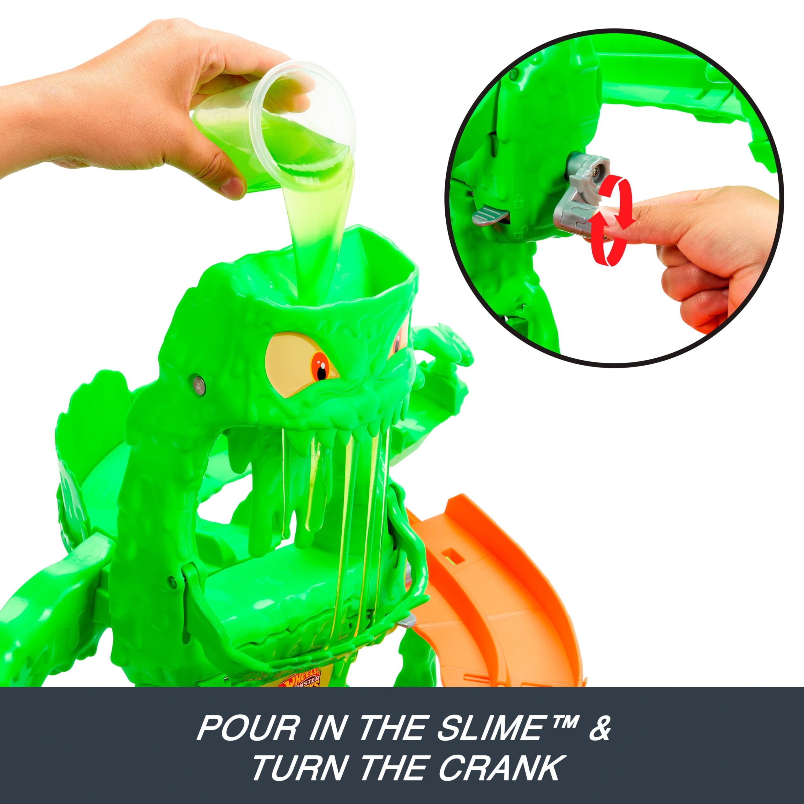 Hot Wheels Monster Trucks Mutant Monster Takedown Playset With Toy Truck & Slime - Image 3