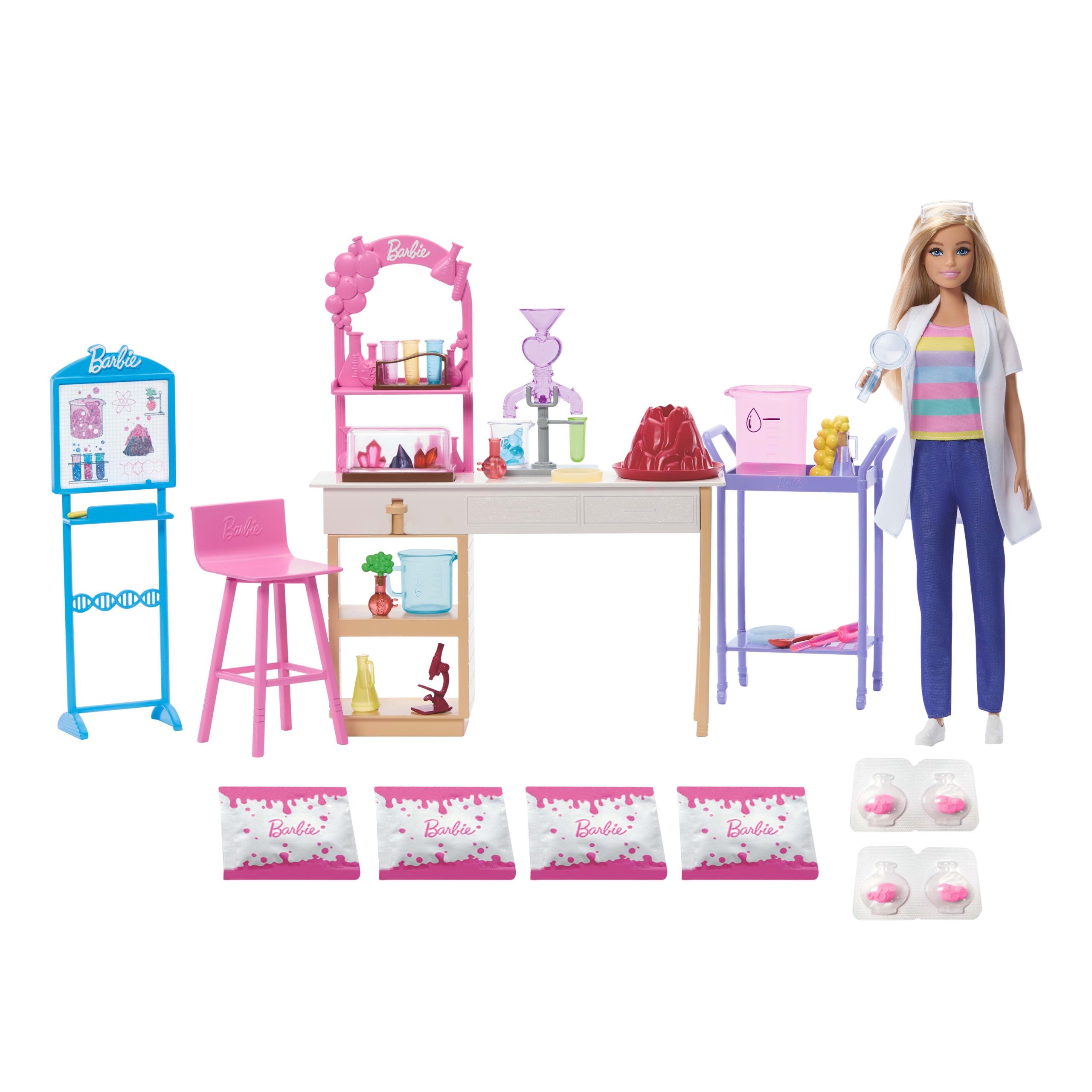 Barbie Careers Fashion Doll. Stem Science Lab Playset. Slime & Crystal Accessories. Themed Outfit