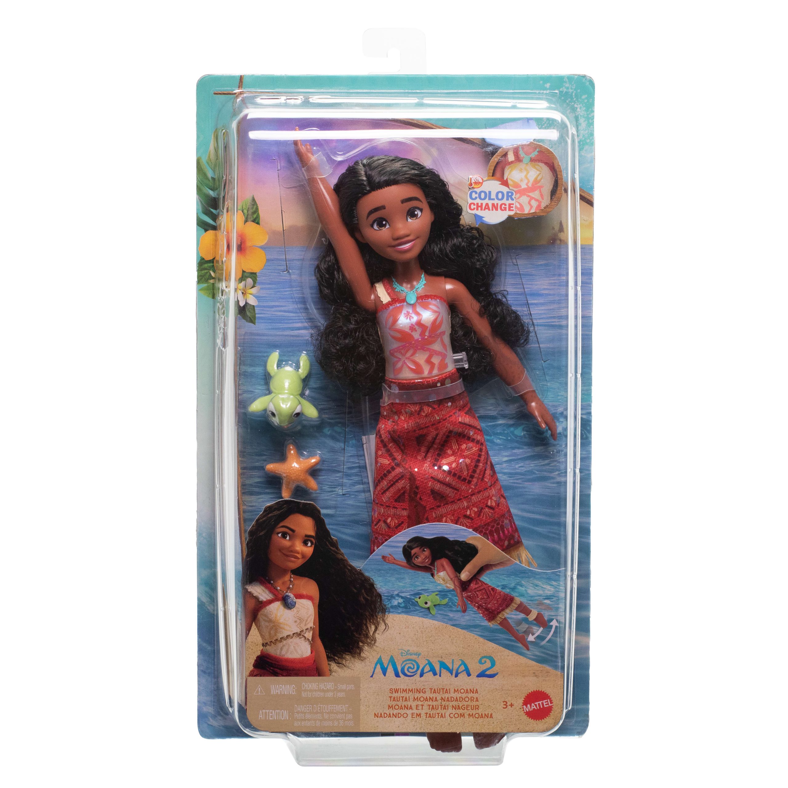 Disney Moana 2 Toys. Swimming Tautai Moana Fashion Doll With 2 Accessories & Color-Change Bodice - Image 6