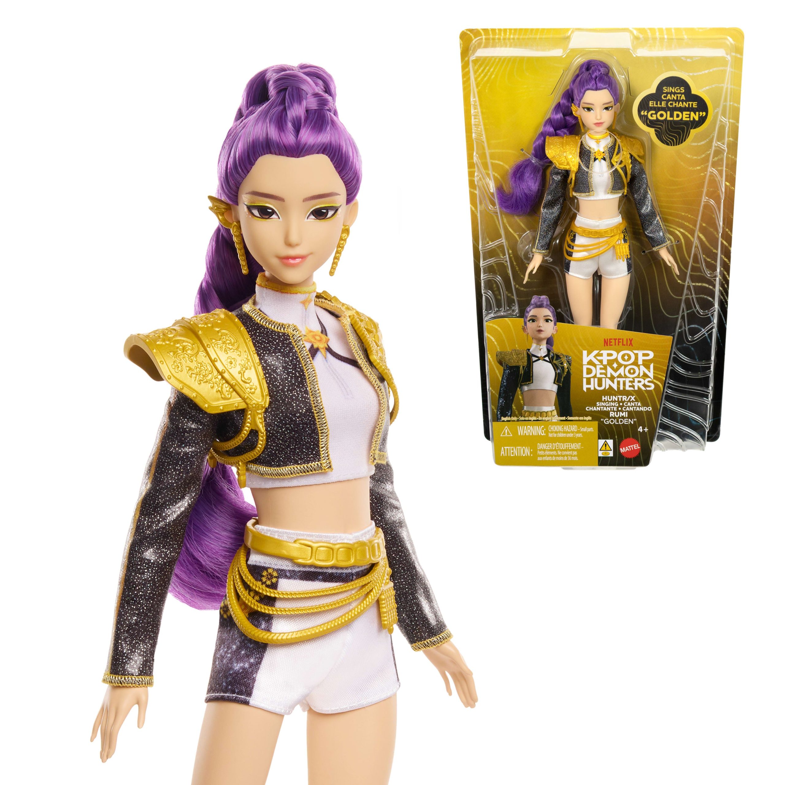 KPop Demon Hunters HUNTR/X Rumi Golden Singing Doll in Removable Outfit & 5 Posable Joints