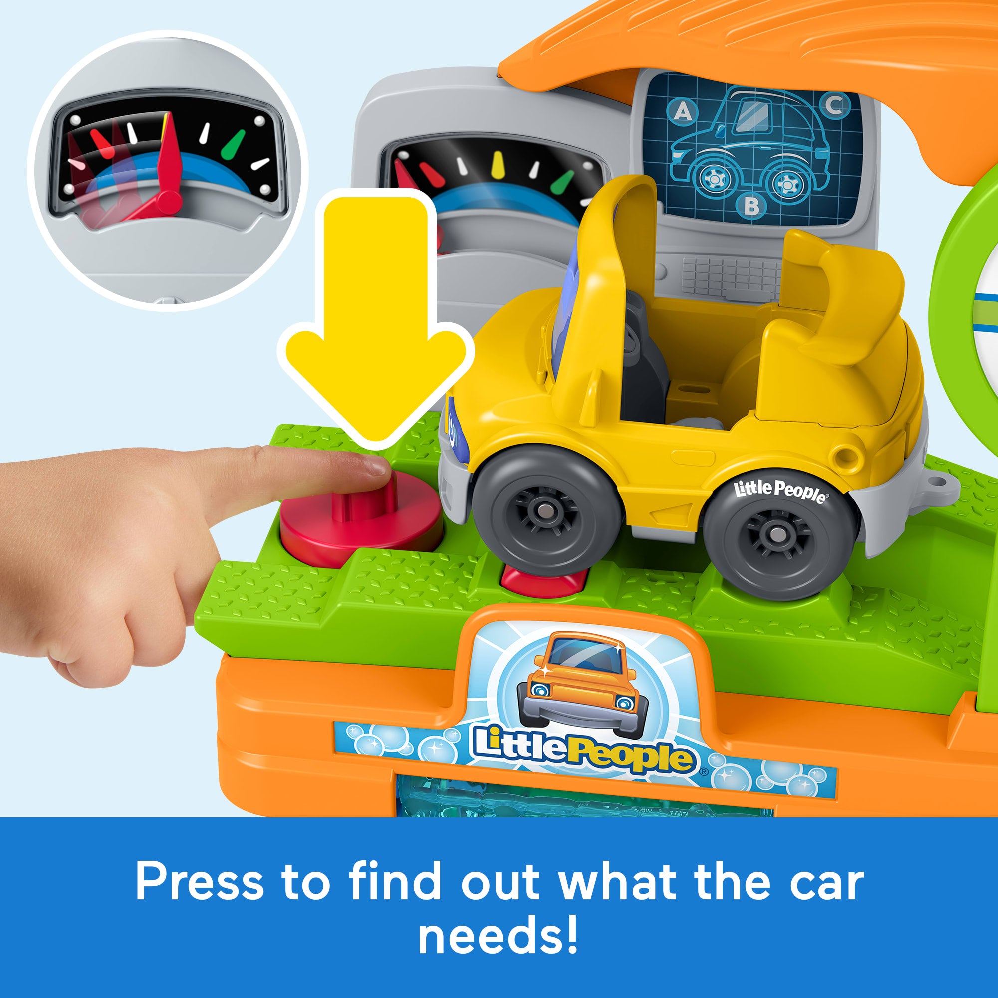 Fisher-Price Little People Fillin' Fun Service Station Toddler Playset. 1 Toy Car & 2 Figures - Image 4