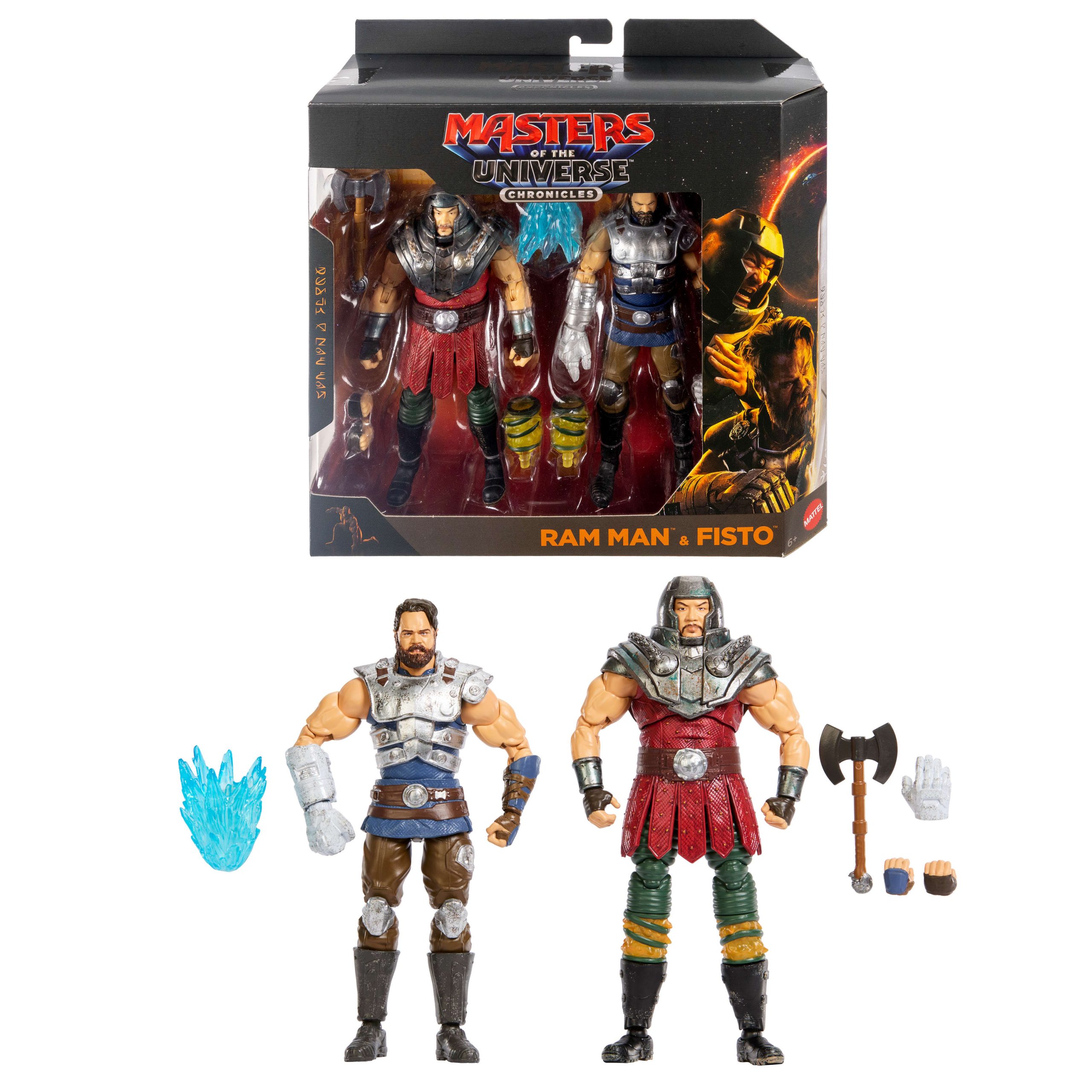 Masters Of The Universe Chronicles Action Figures 2 Pack. 2026 Movie Ram Man & Fisto. 6.5 Inch Scale