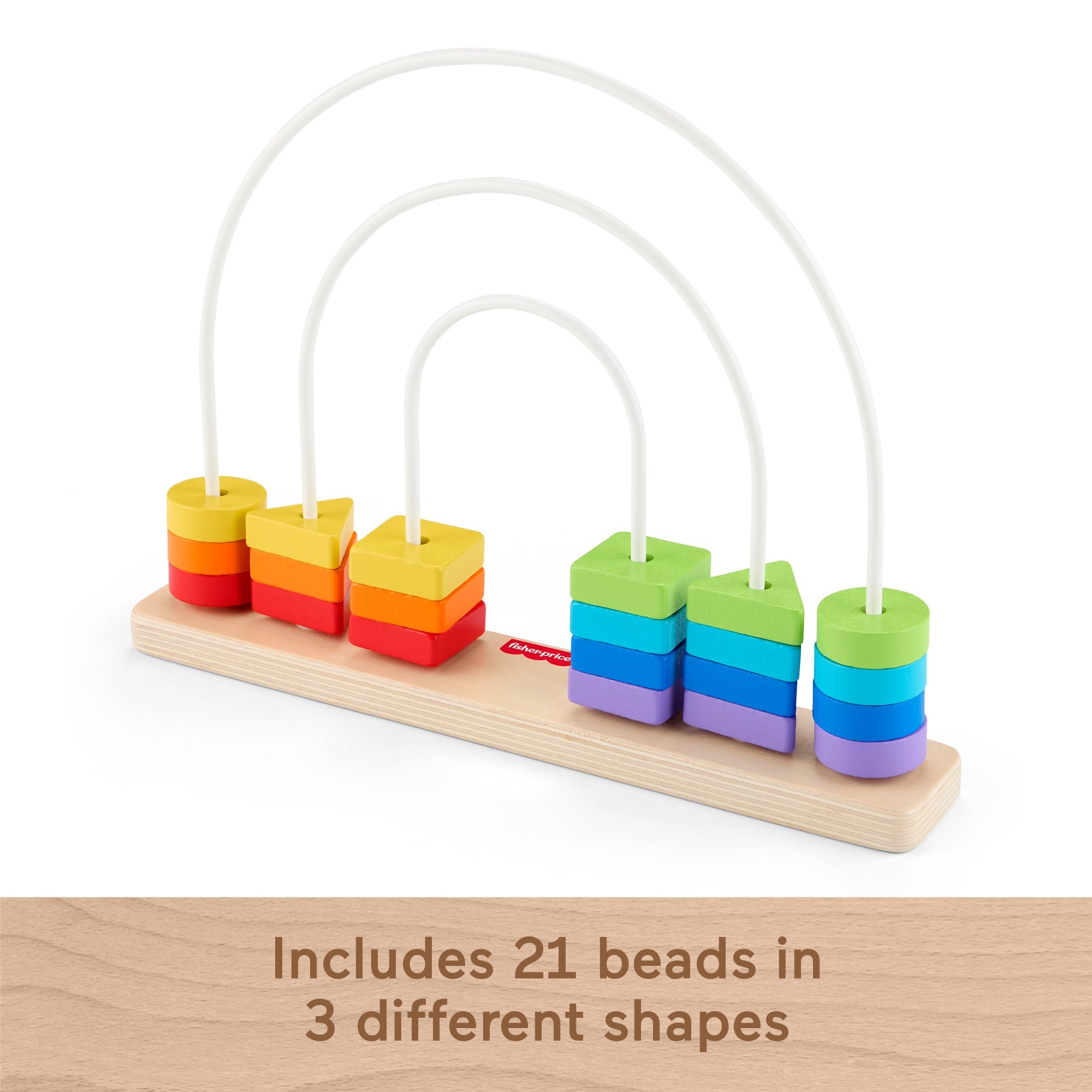 Fisher-Price Wooden Rainbow Bead Bar Maze. Baby & Toddler Developmental Toy. 1 Wood Piece - Image 5