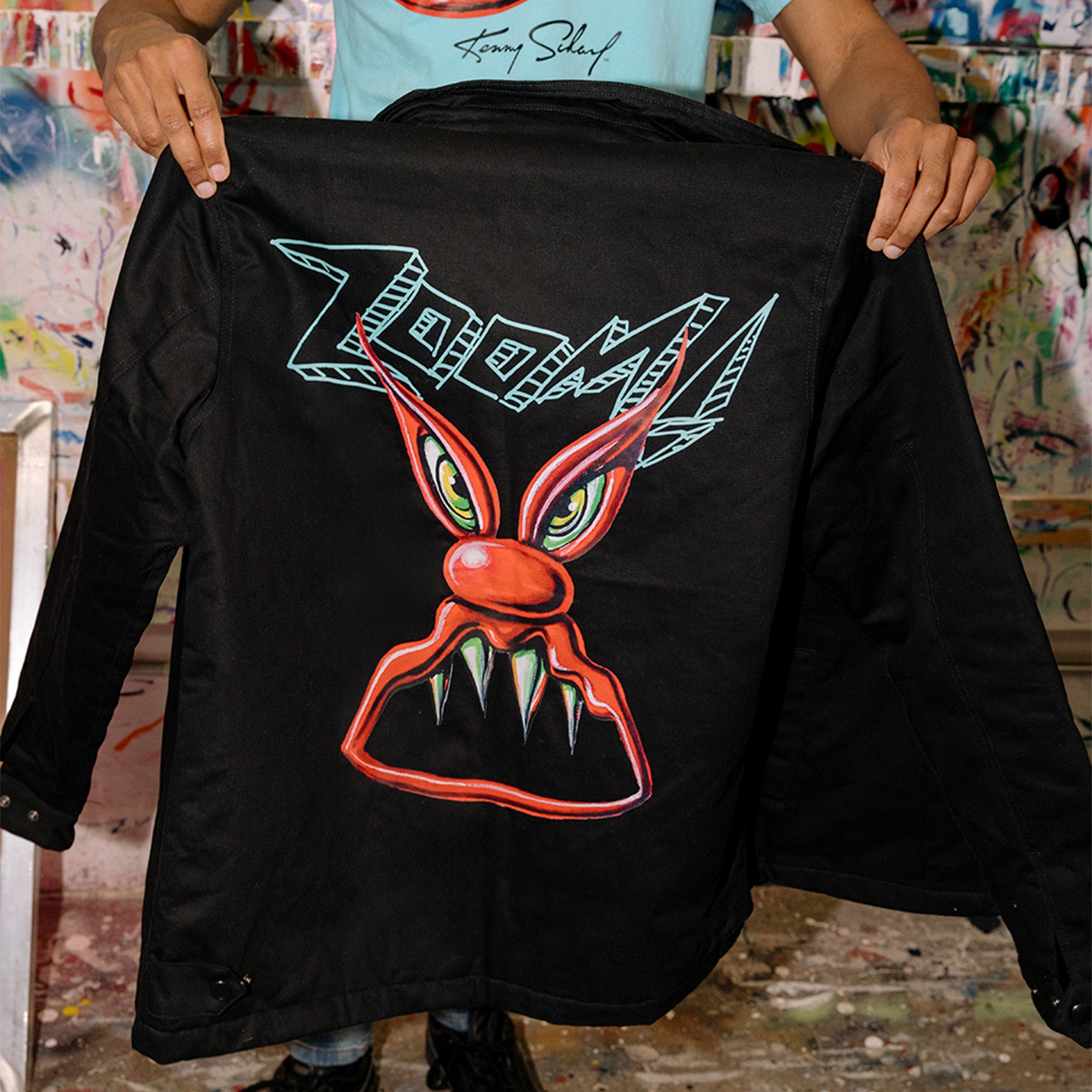 Hot Wheels x Kenny Scharf Black Embroidered Zip Front Jacket - Image 2