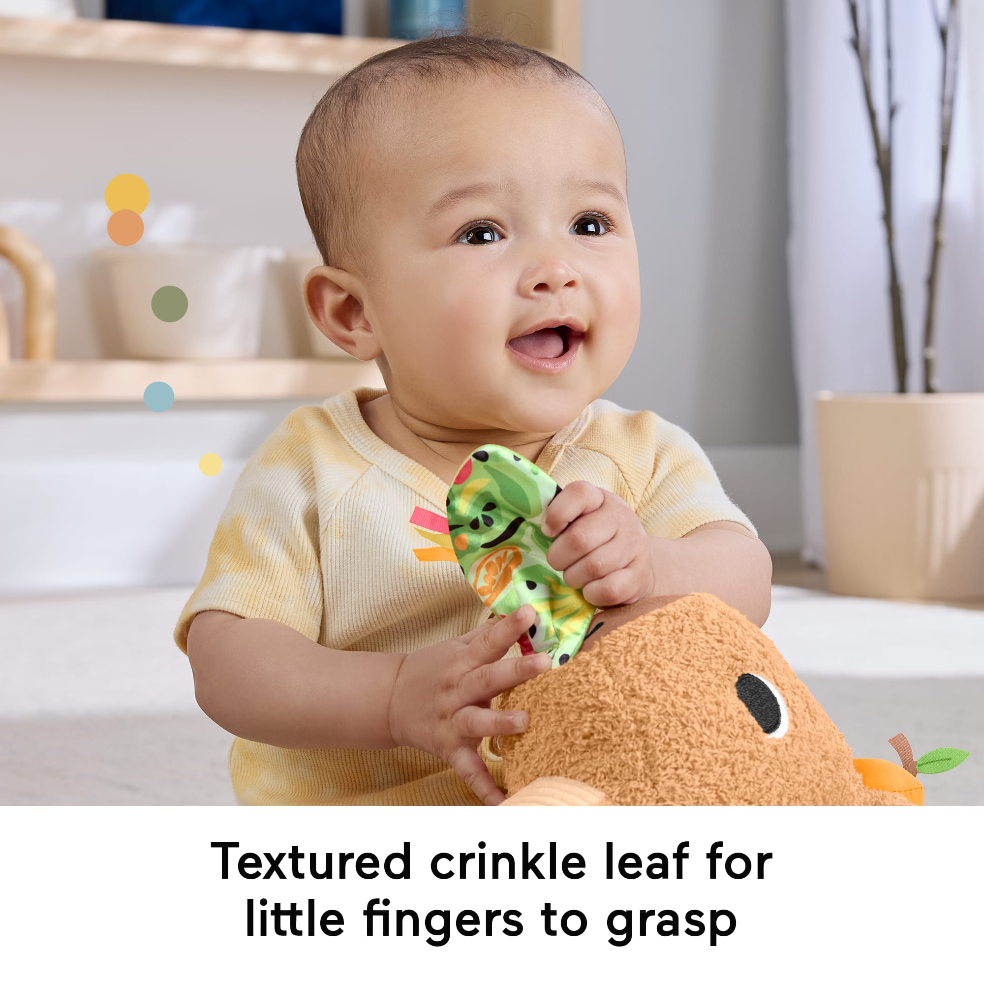 Fisher-Price Snuggly Snacky Capybara Plush Baby Sensory Toy With Teether & Rattle For Newborns - Image 5