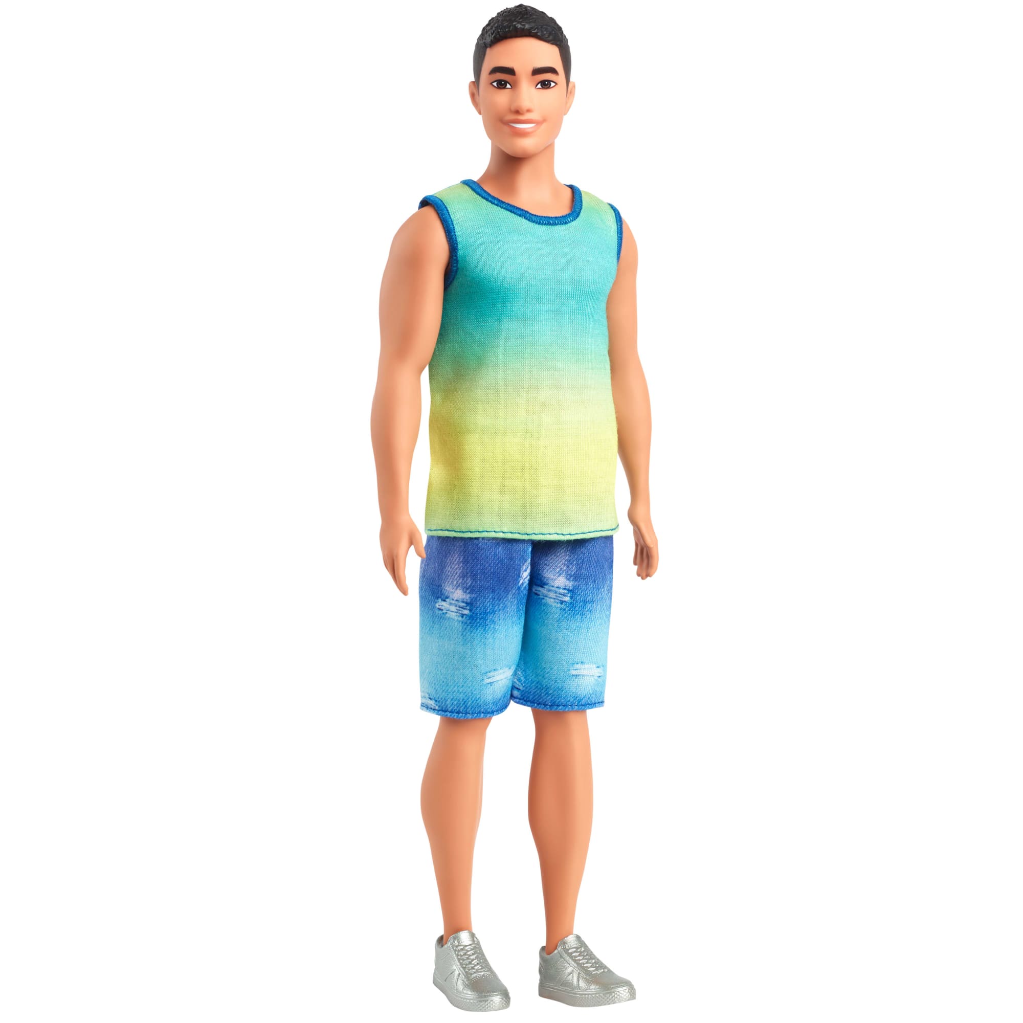 Barbie Fashionistas Ken Doll #236 in Ombre Tank And Jean Shorts. Black Hair