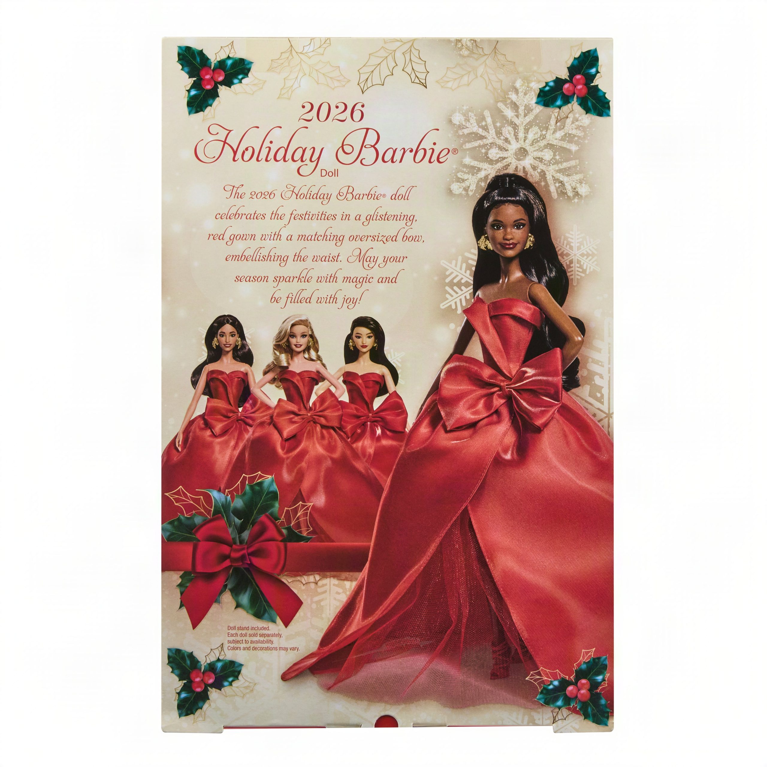 Barbie Signature 2026 Holiday Barbie Fashion Doll. Seasonal Collector. Black Hair With Red Gown With Bow Detail - Image 6