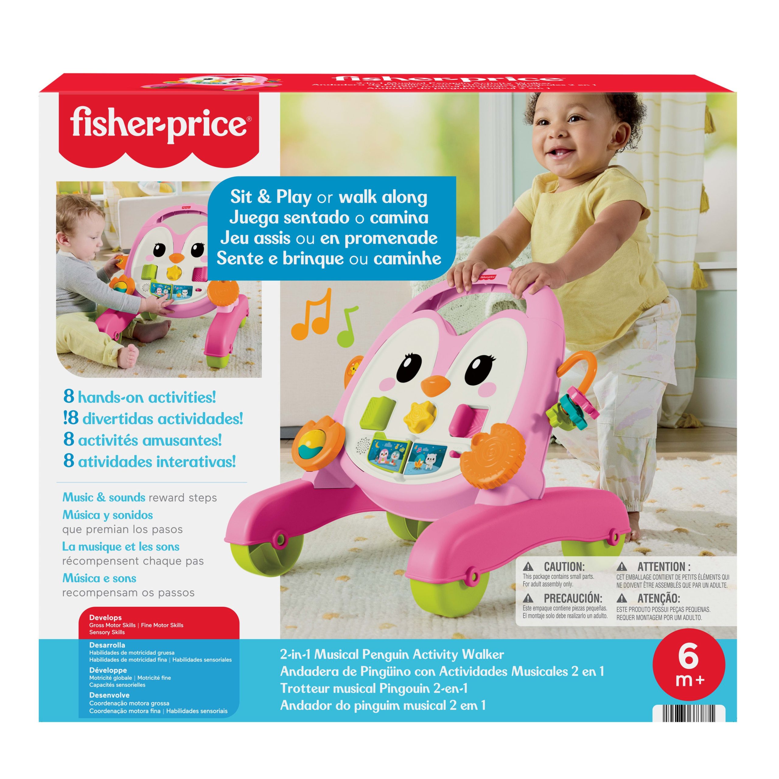 Fisher-Price 2-In-1 Musical Penguin Activity Walker. Pink. Baby To Toddler Push Along Toy - Image 6
