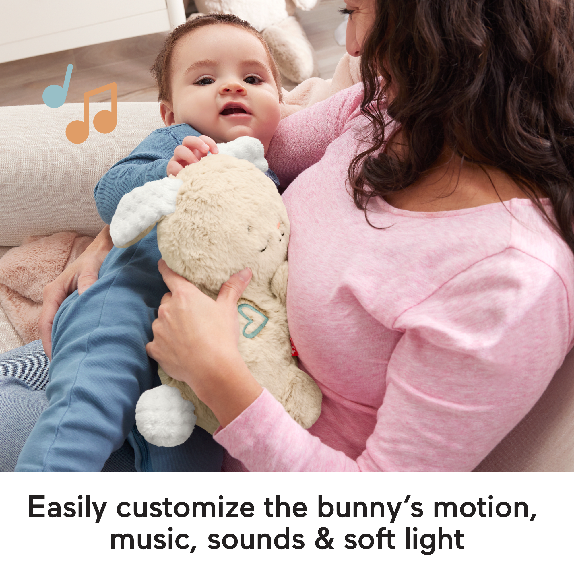 Fisher-Price Soothe & Settle Bunny Plush Baby Toy & Customizable Sound Machine With Motion - Image 4