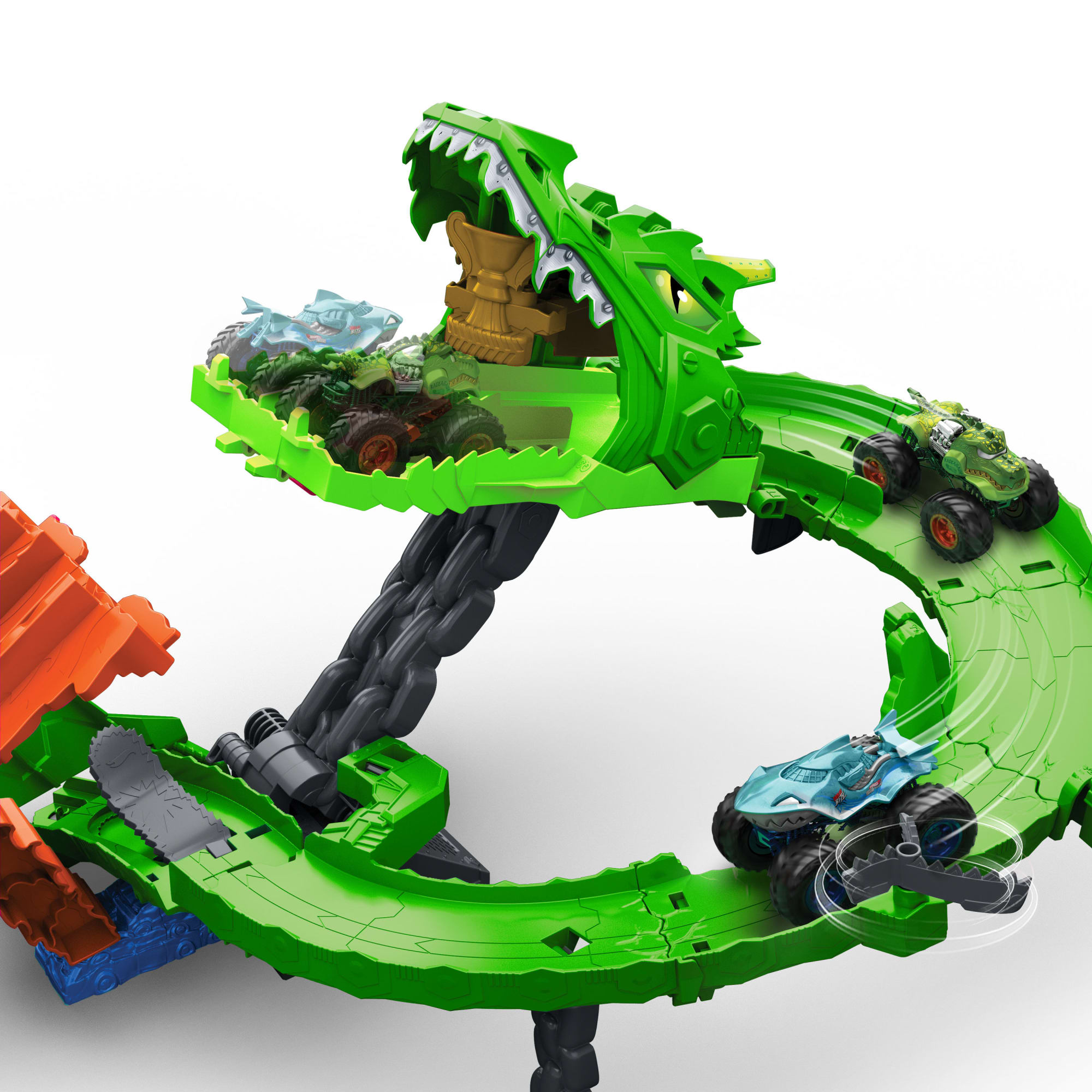 Hot Wheels Monster Trucks-Coffret Piste Dragon Sharks Vs. Dinos - Image 3
