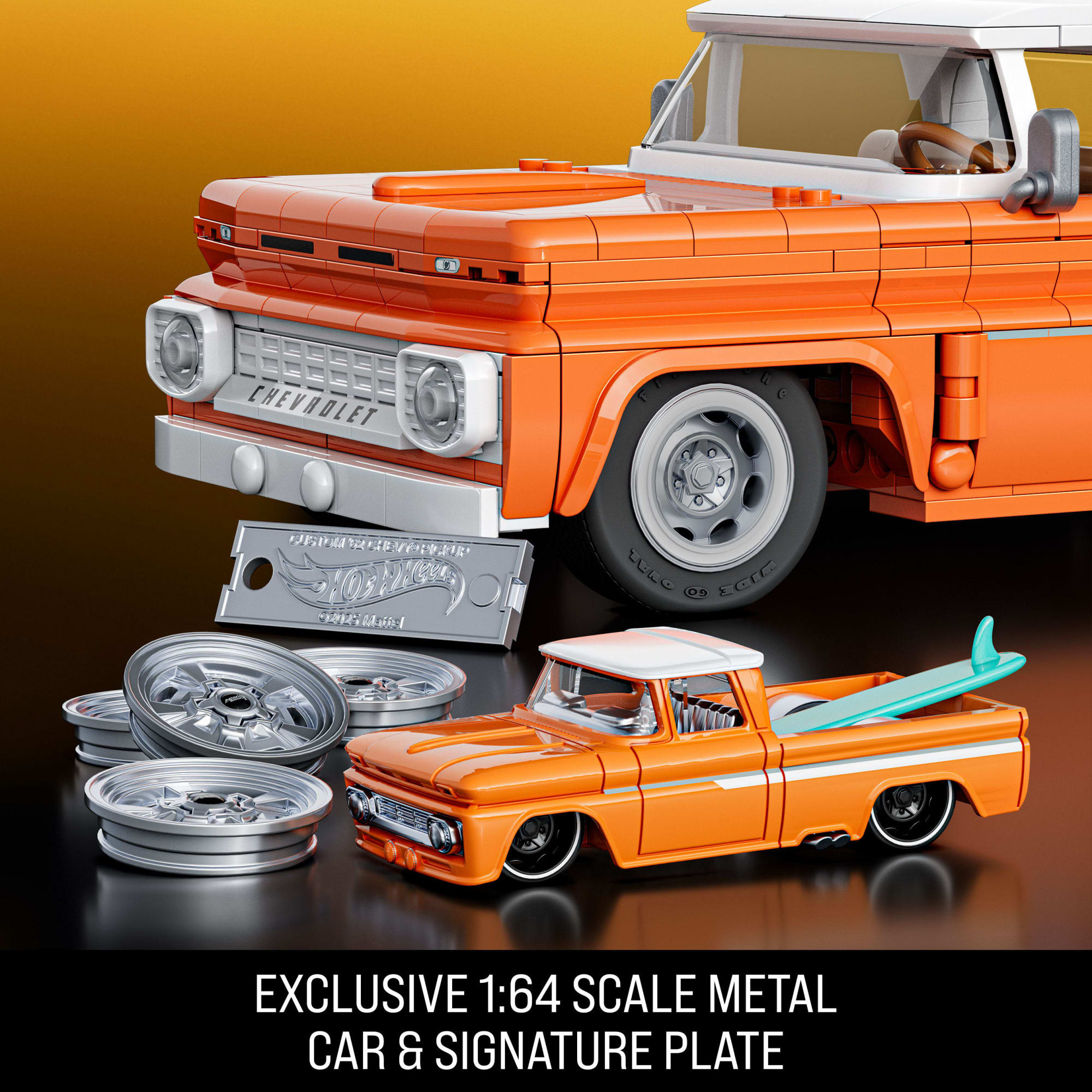 Mattel Brick Shop Hot Wheels Custom '62 Chevy Pickup Building Toy Kit (858 Pieces). For Collectors - Image 5