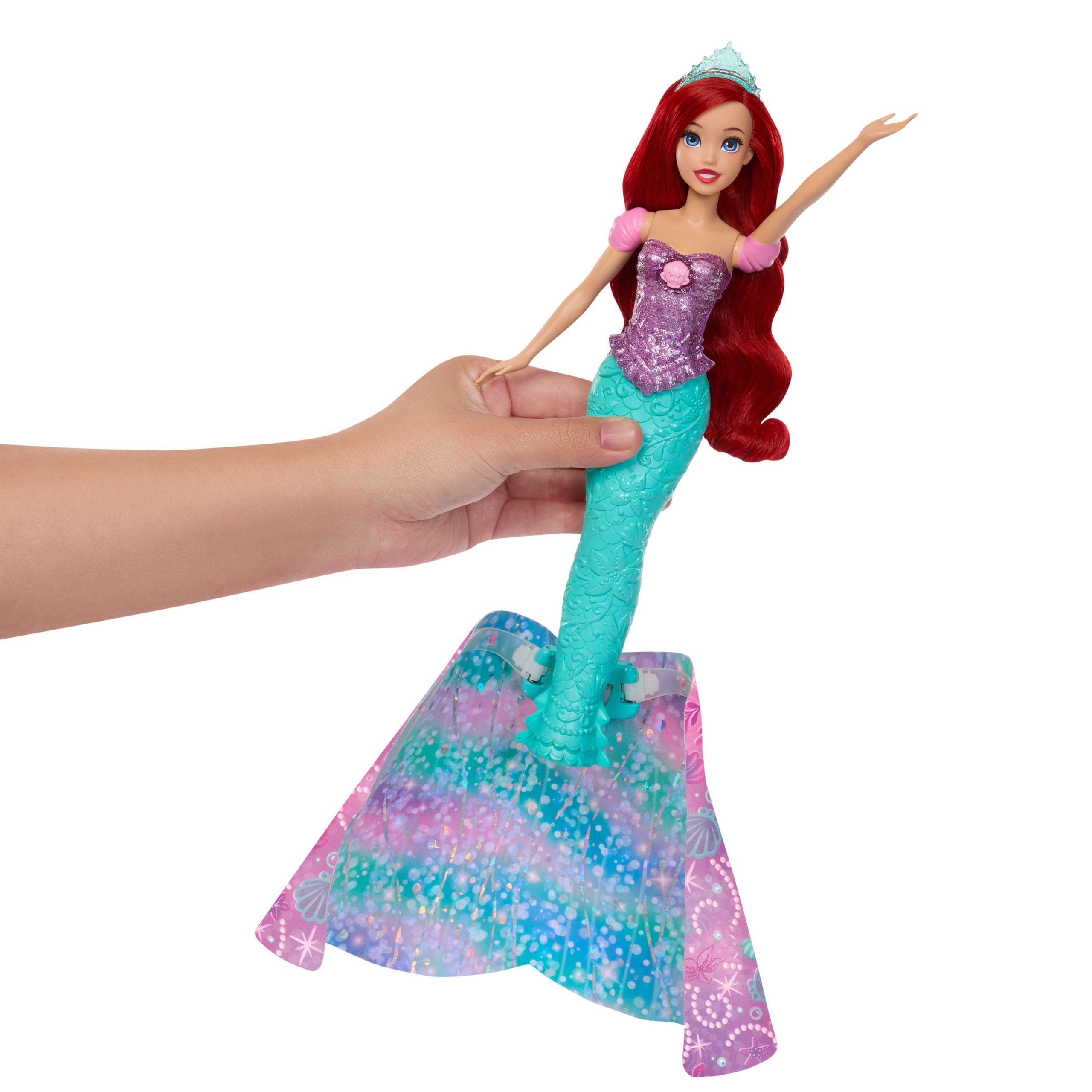 Disney Princess Ariel Human To Mermaid Transforming Fashion Doll With Flounder & 2 Accessories - Image 5