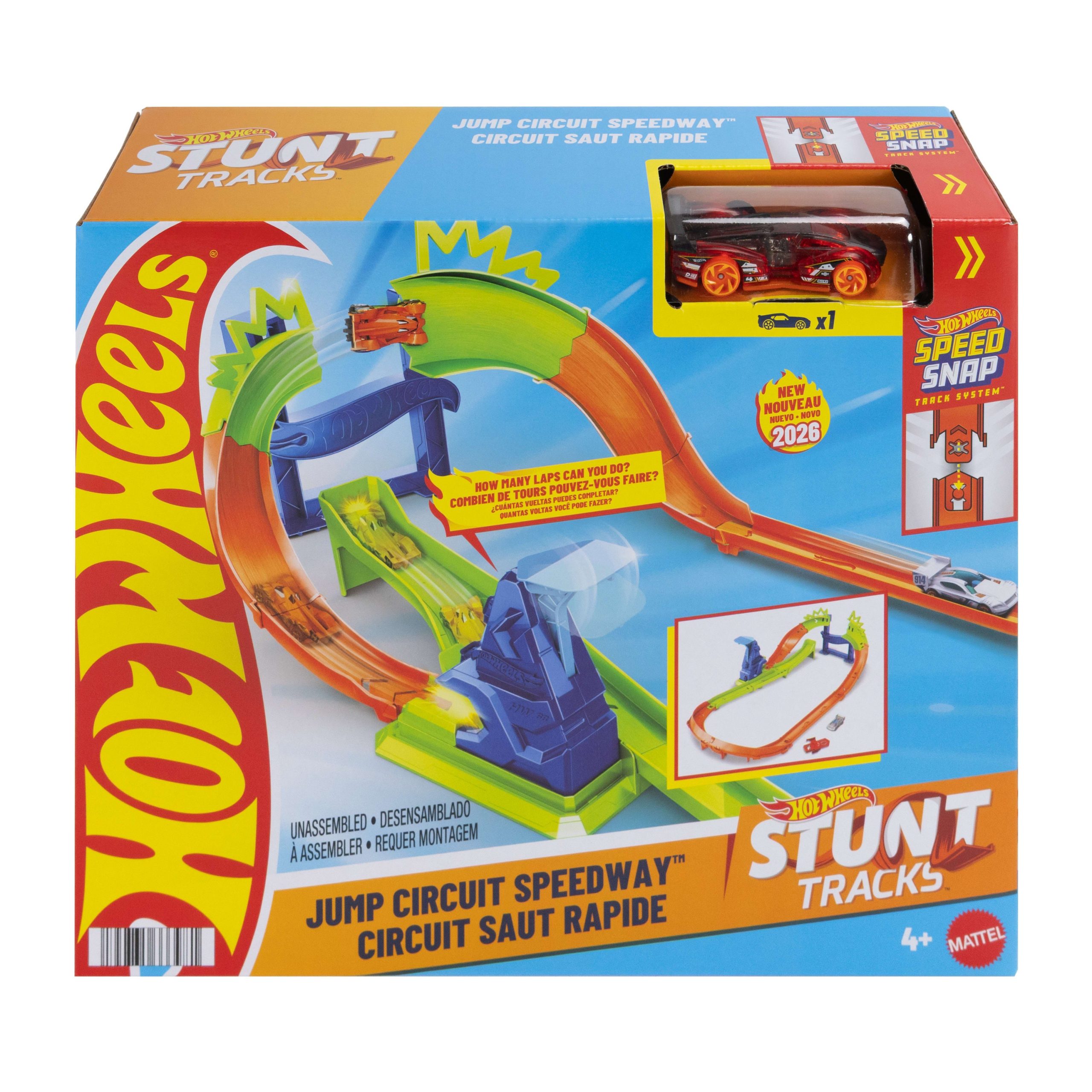 Hot Wheels Stunt Tracks Jump Circuit Speedway With 1:64 Scale Die-Cast Toy Car. 180-Degree Curve - Image 6