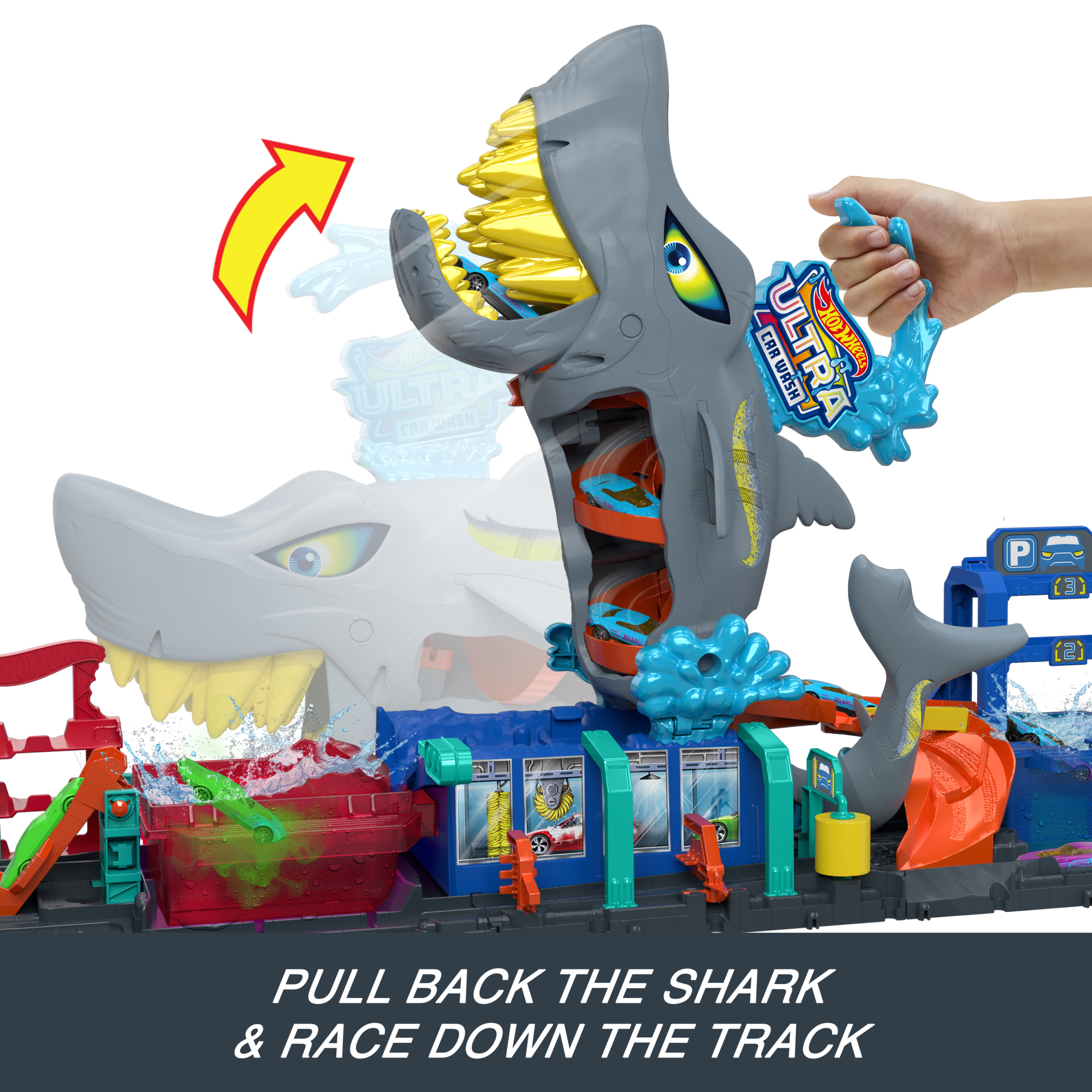 Hot Wheels City Ultra Shark Car Wash With Color Reveal Toy Car in 1:64 Scale - Image 4