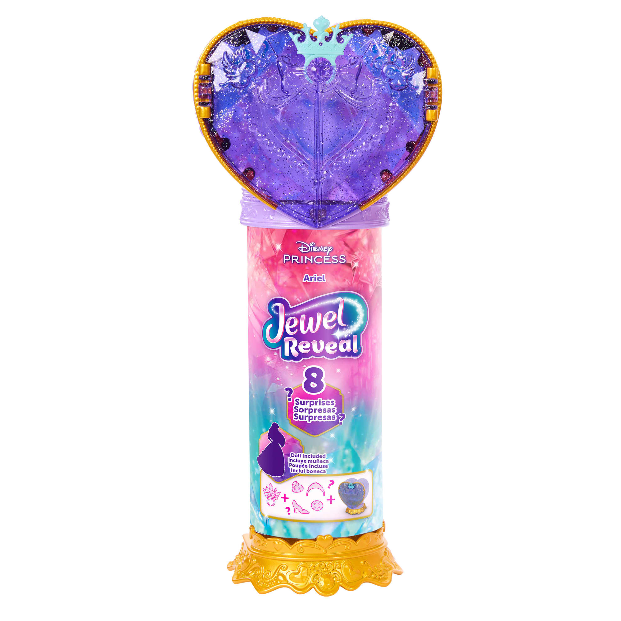 Disney Princess Jewel Reveal Ariel Fashion Doll W/ 8 Surprises including Gem Box & 10 Accessories - Image 6