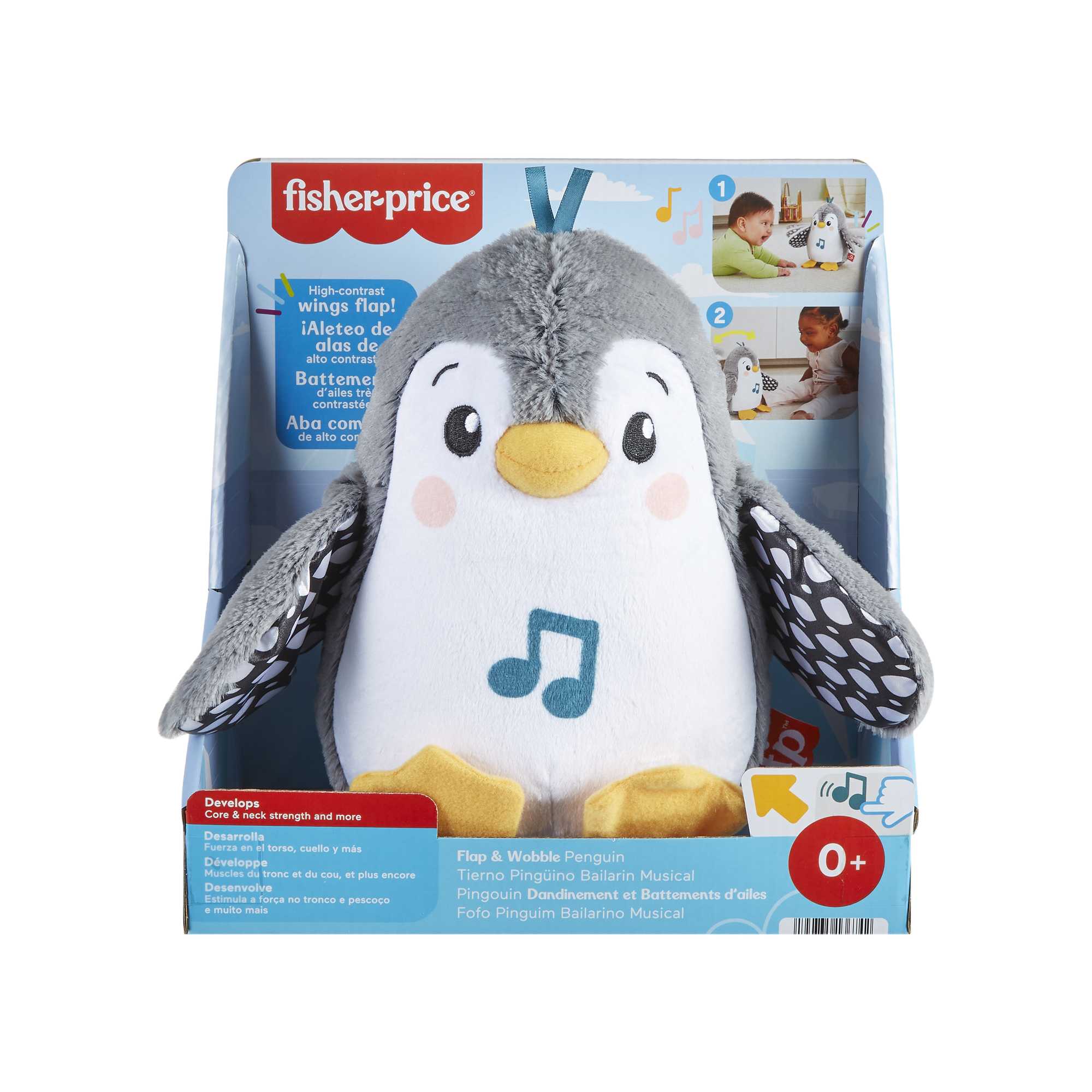 Fisher-Price Plush Tummy Time Toy. Flap & Wobble Penguin. Newborn Musical Toy - Image 6