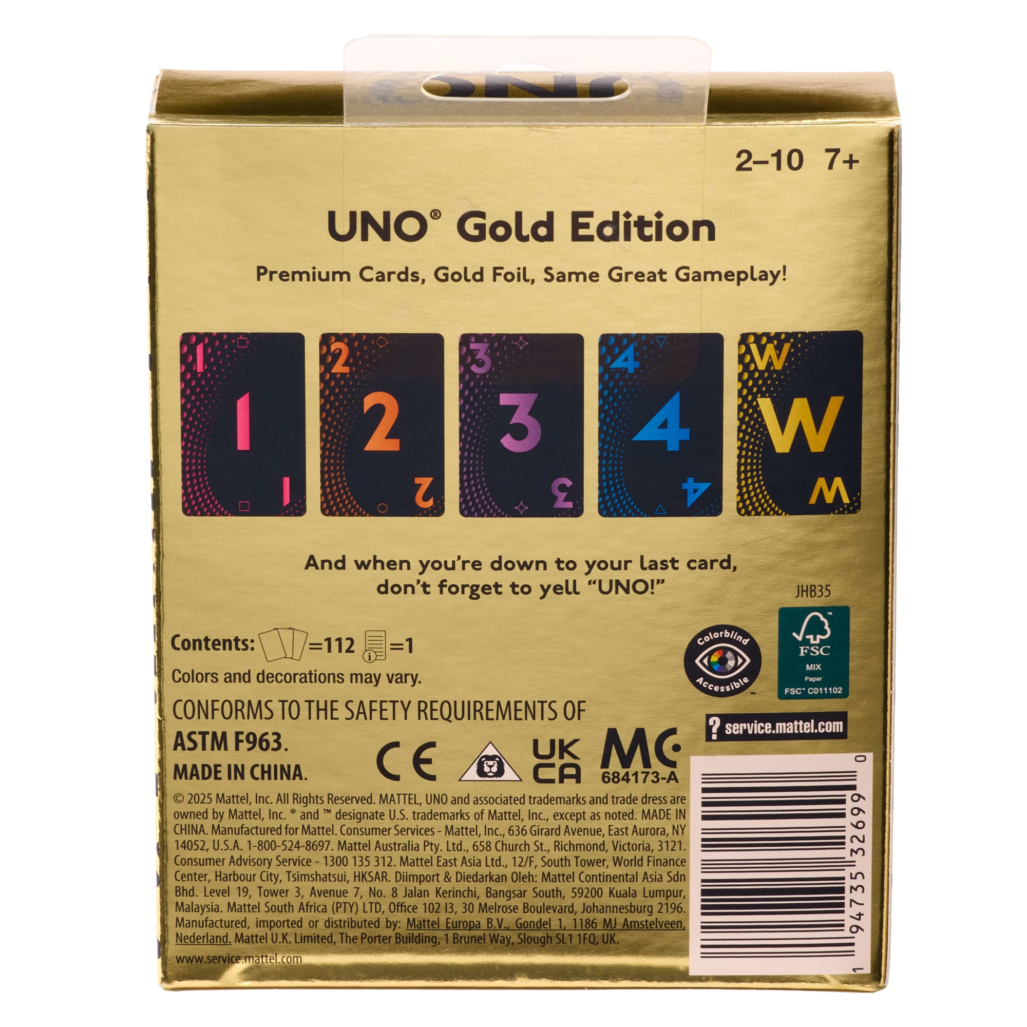 UNO Card Game Gold Edition For Kid. Adult & Family Nights. Collectible Deck With Foil Accents - Image 3