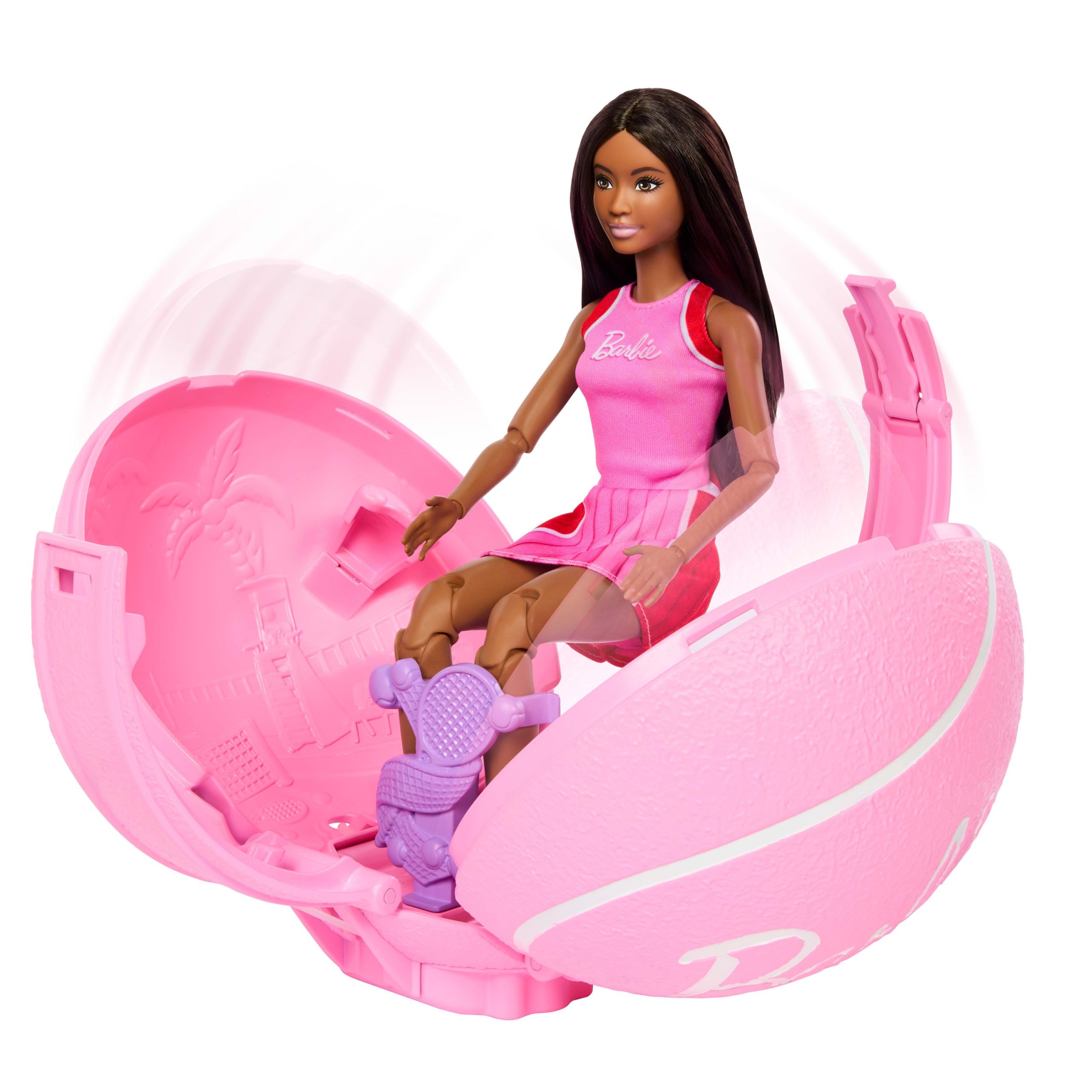 Barbie Team Barbie Roll And Reveal Tennis Player Doll And Accessories With Brunette Fashion Doll. 8 Surprises & Tennis Ball Encasement - Image 4