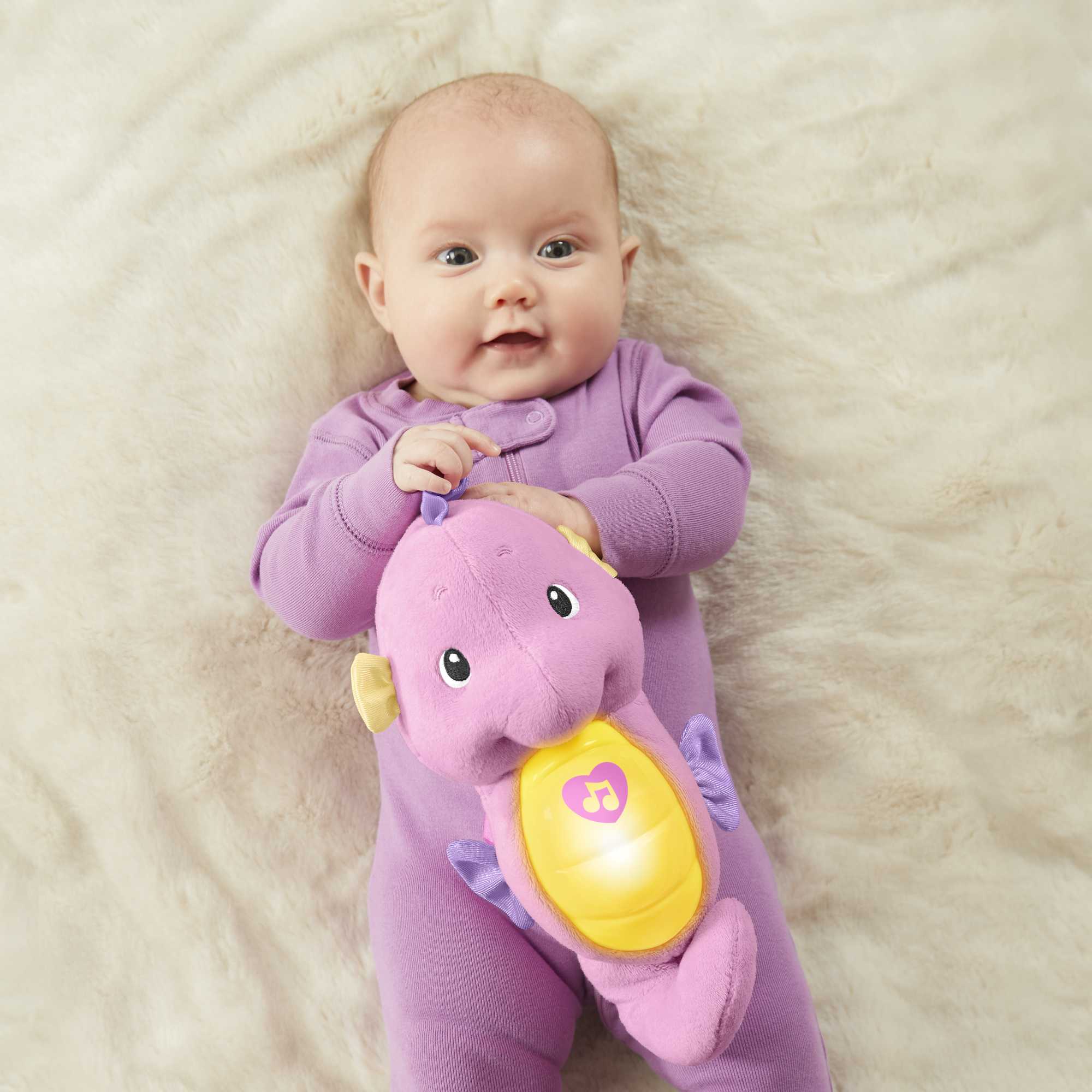 Fisher-Price Soothe & Glow Seahorse. Musical Plush Toy & Sound Machine For Baby With Lights. Pink - Image 3