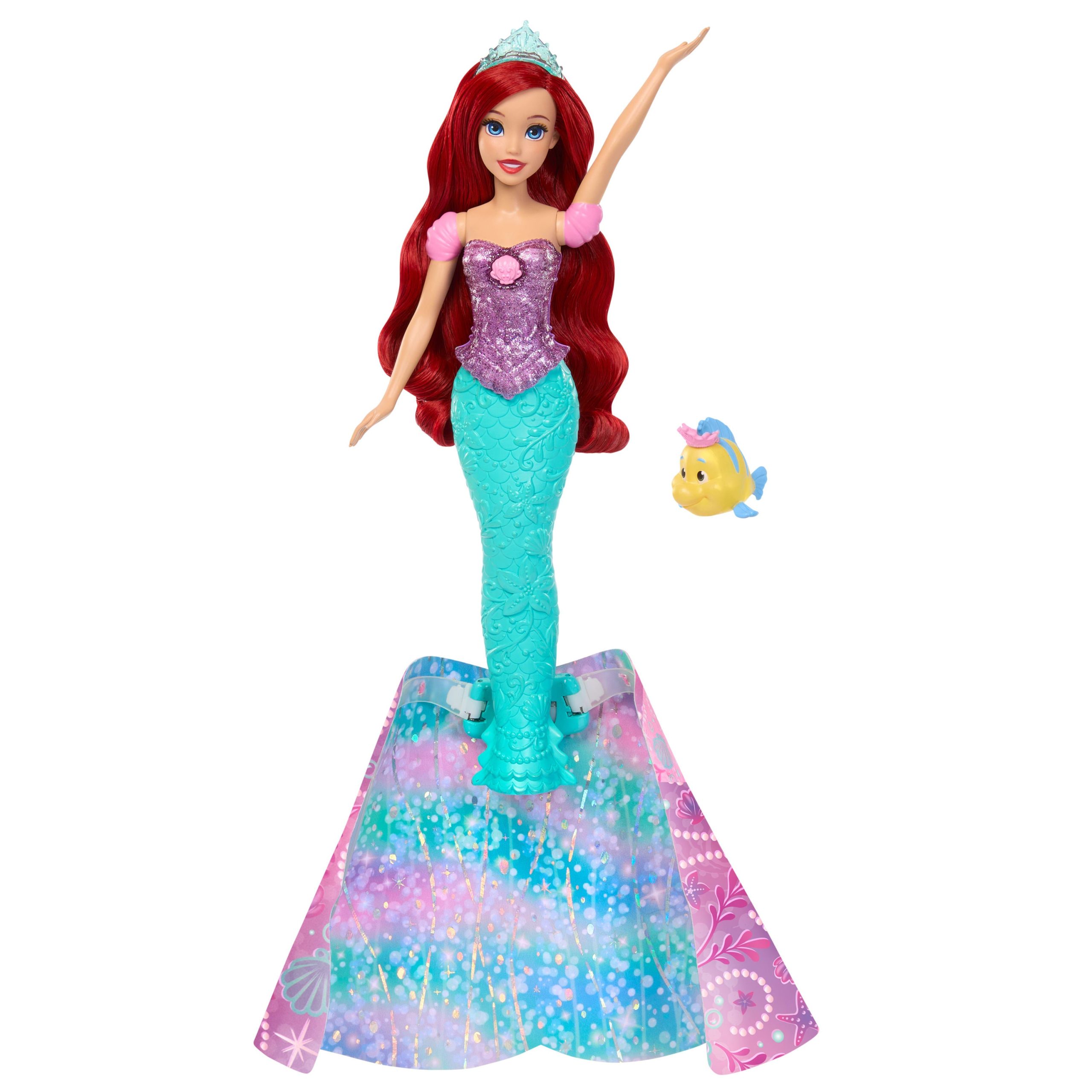 Disney Princess Ariel Human To Mermaid Transforming Fashion Doll With Flounder & 2 Accessories
