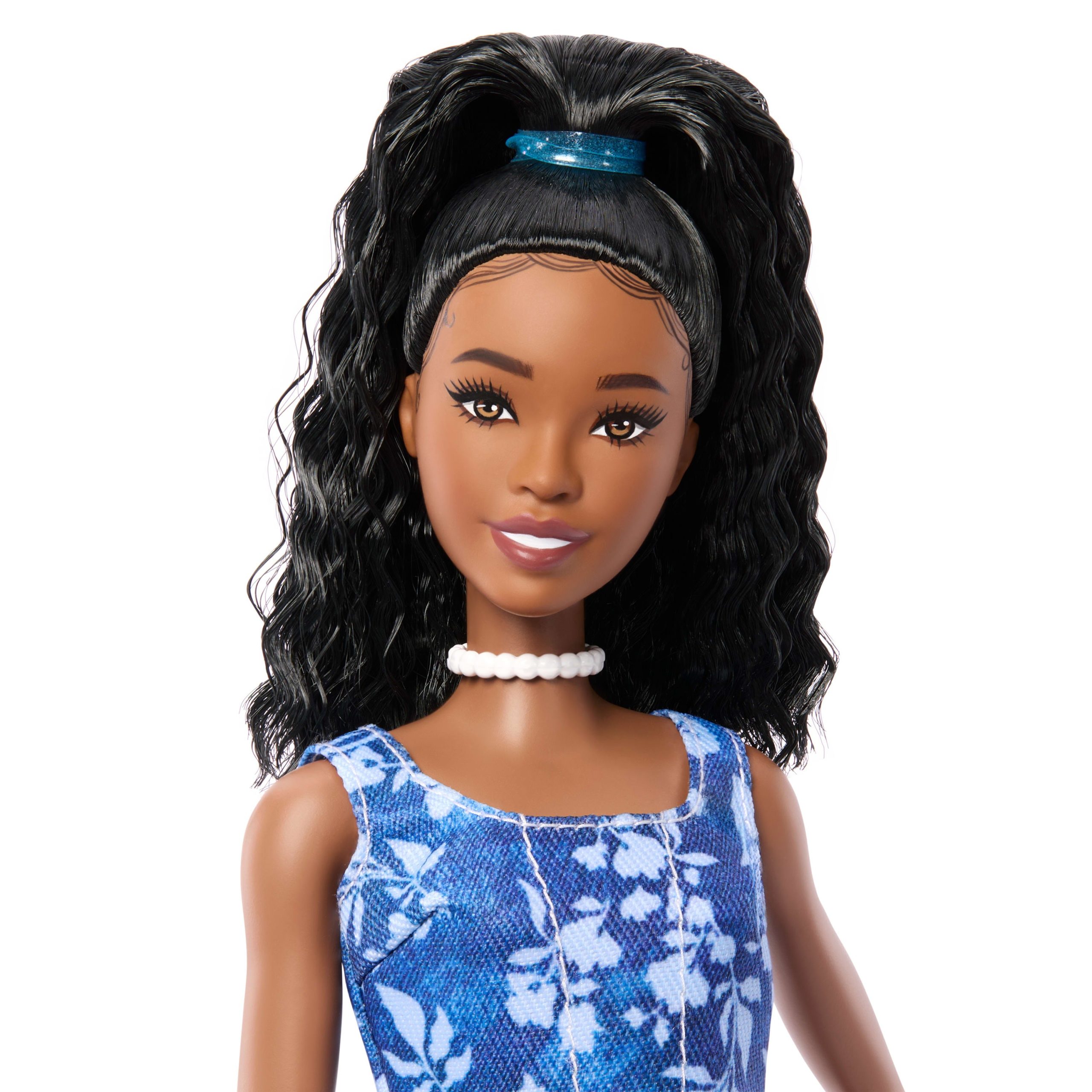 Barbie Fashionistas Style Doll #248 in Blue Floral Shorts. Blue Floral Top. Black Hair - Image 3