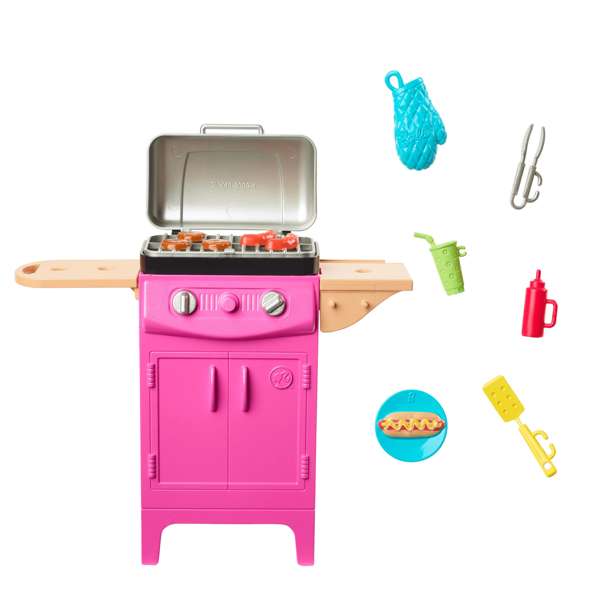 Barbie World Toy BBQ Grill Playset With 7 Dollhouse Accessories Including Grill With Working Lid & Food - Image 4