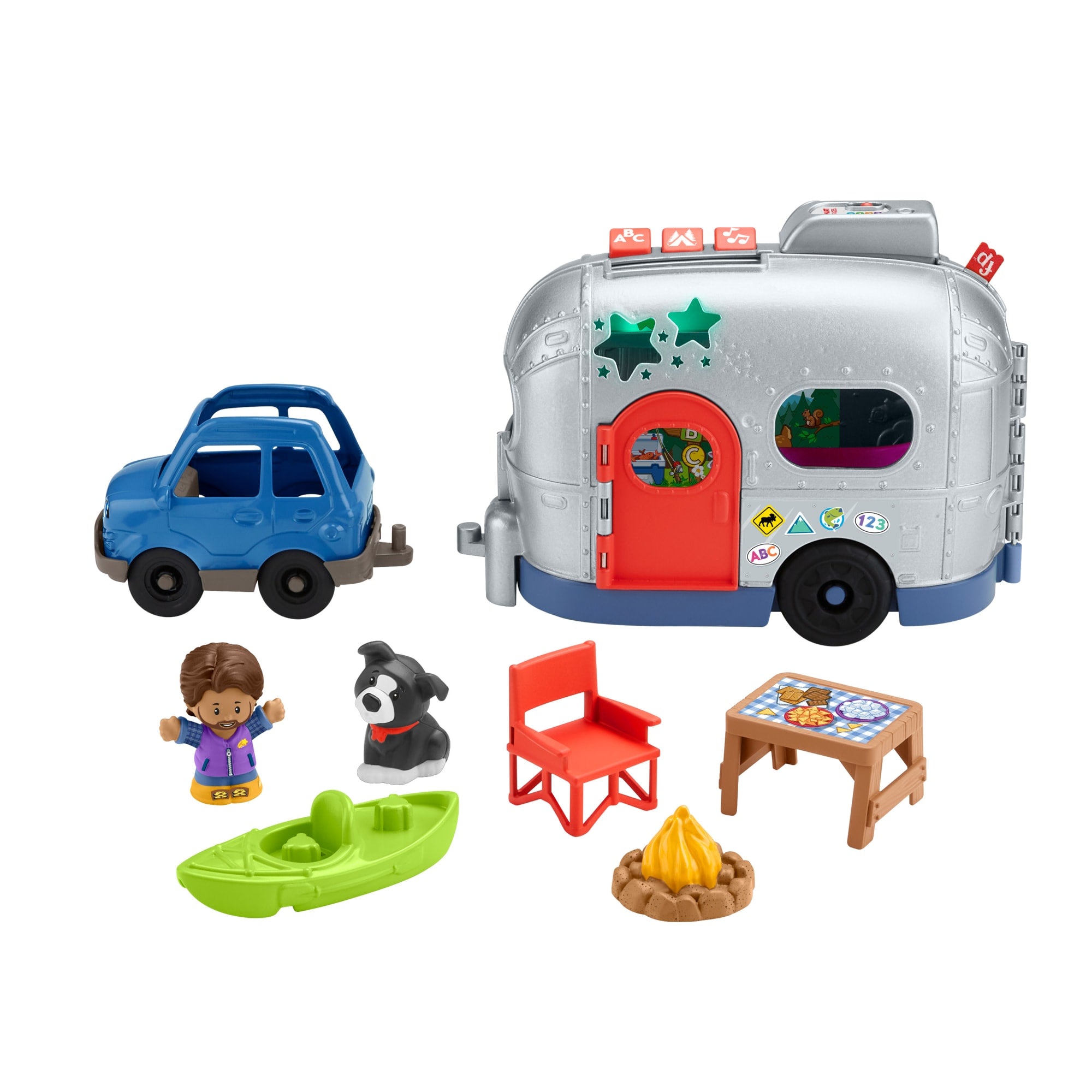 Fisher-Price Little People Light-Up Learning Camper Electronic Toy Rv For Toddlers. 8 Pieces