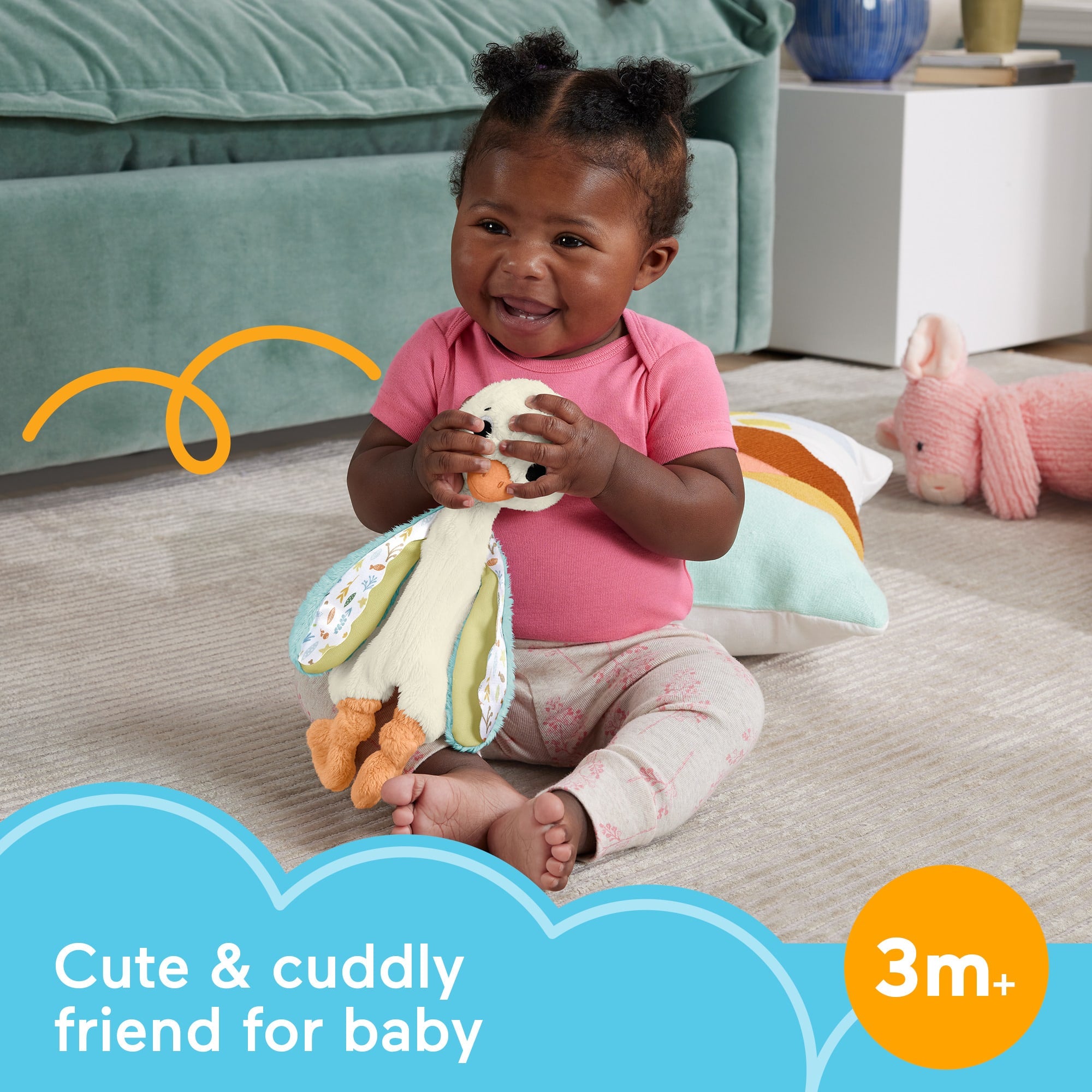 Fisher Price Snuggle Up Goose Baby Sensory Toy. Plush Toy With Jingles For Newborns - Image 2