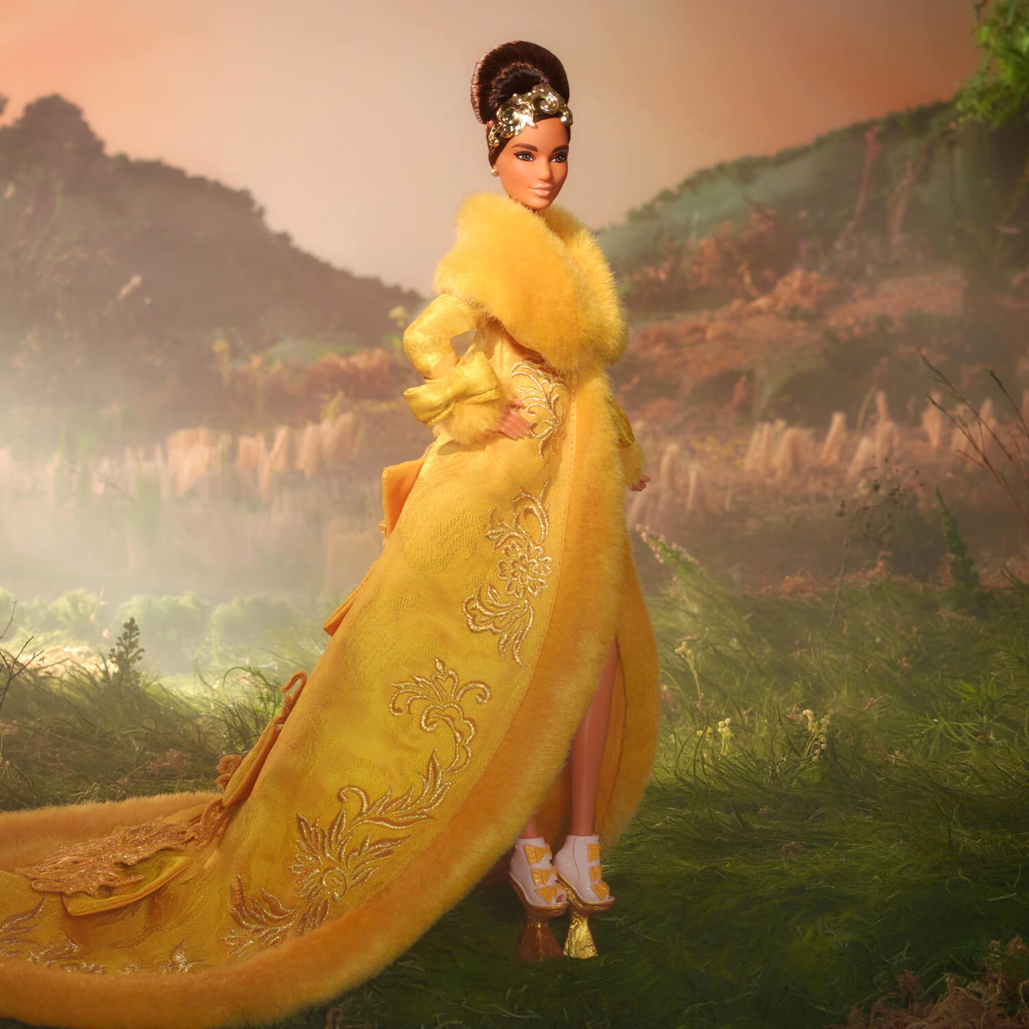 Guo Pei Barbie Doll Wearing Golden-Yellow Gown - Image 10