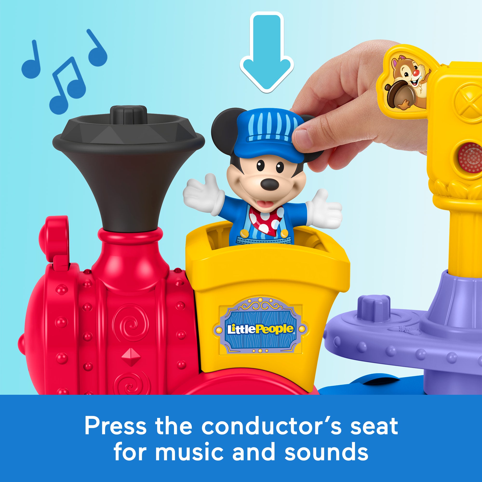 Fisher-Price Little People Disney Jr Mickey & Minnie Musical Train Toddler Toy With 2 Figures - Image 3
