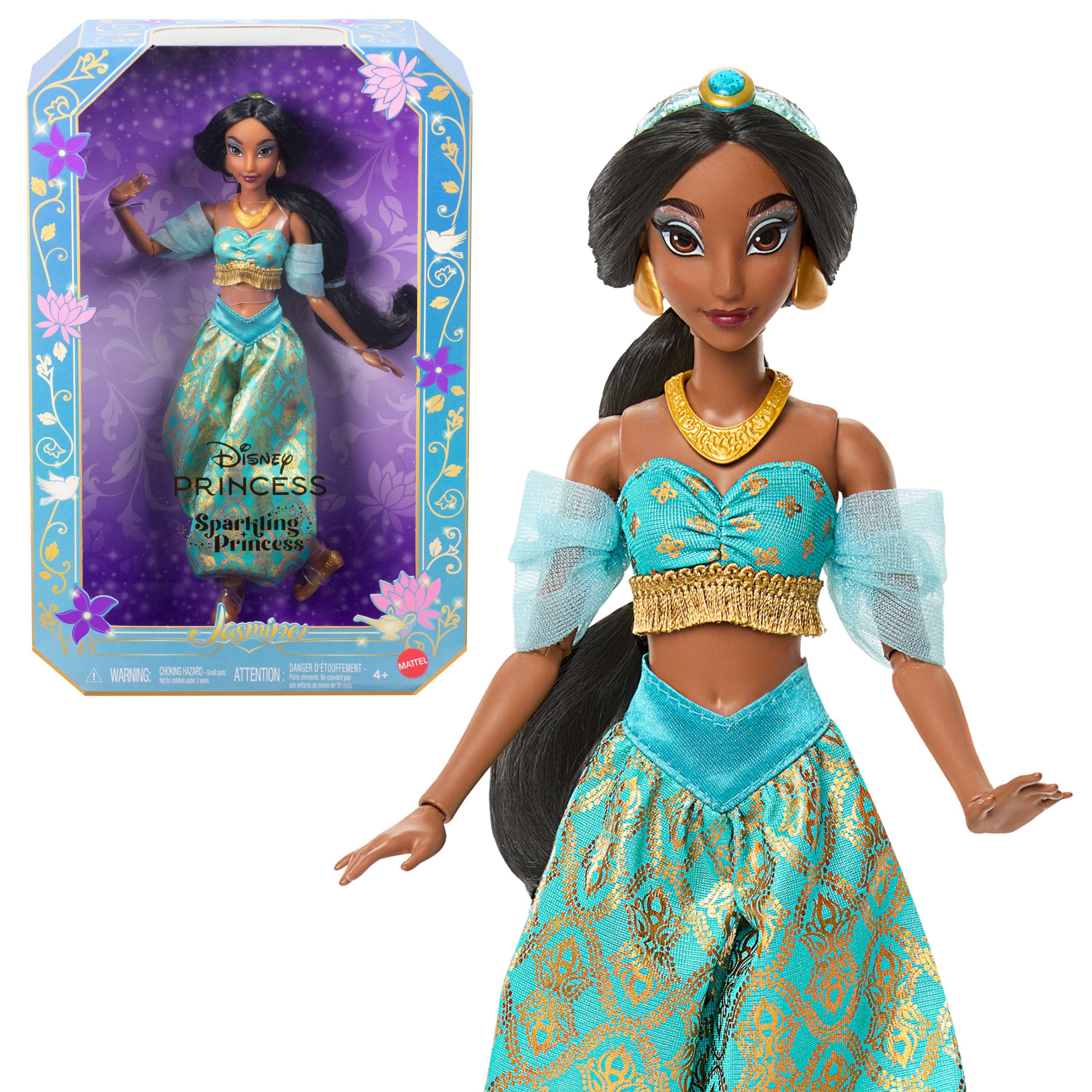 Disney Princess Sparkling Princess Series Jasmine Fashion Doll With Removable Outfit & Accessories