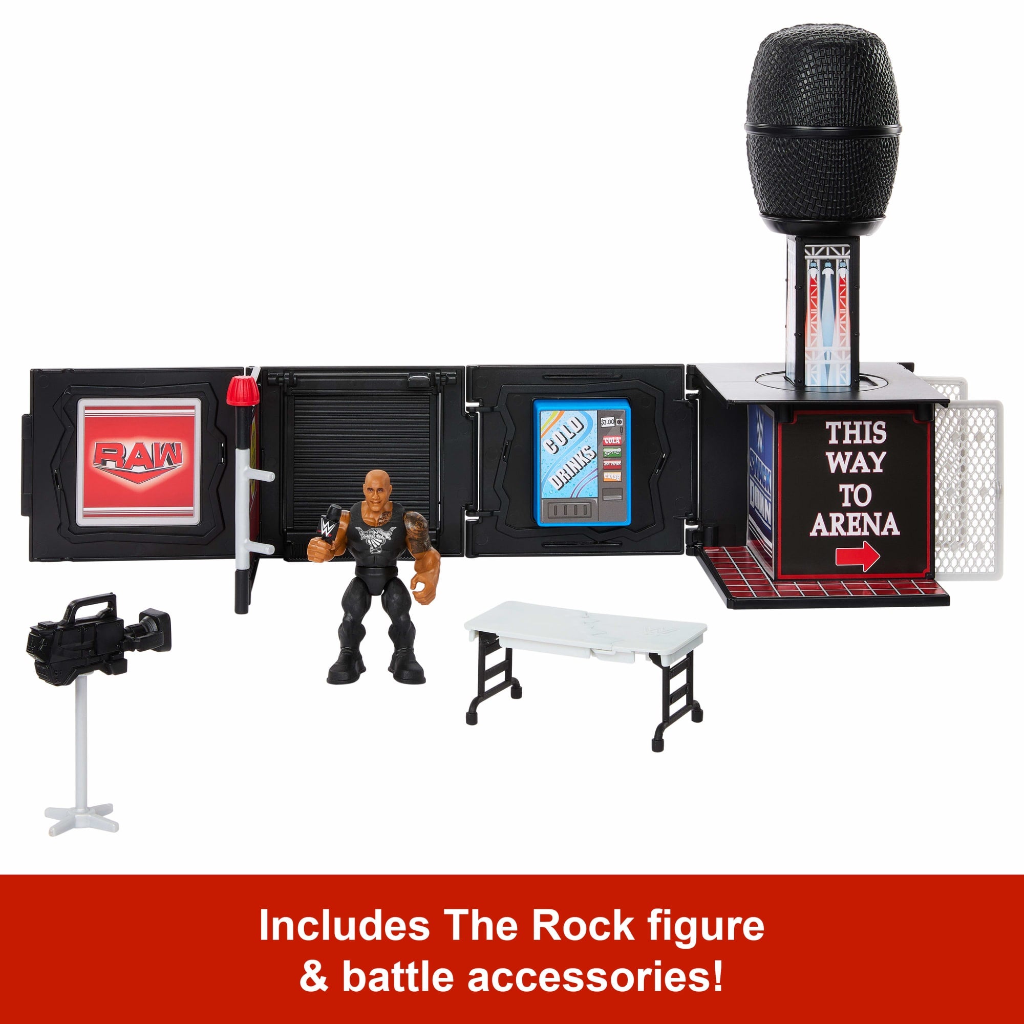 WWE Knuckle Crunchers Final Boss Microphone Playset With The Rock Action Figure & 2 Accessories - Image 5