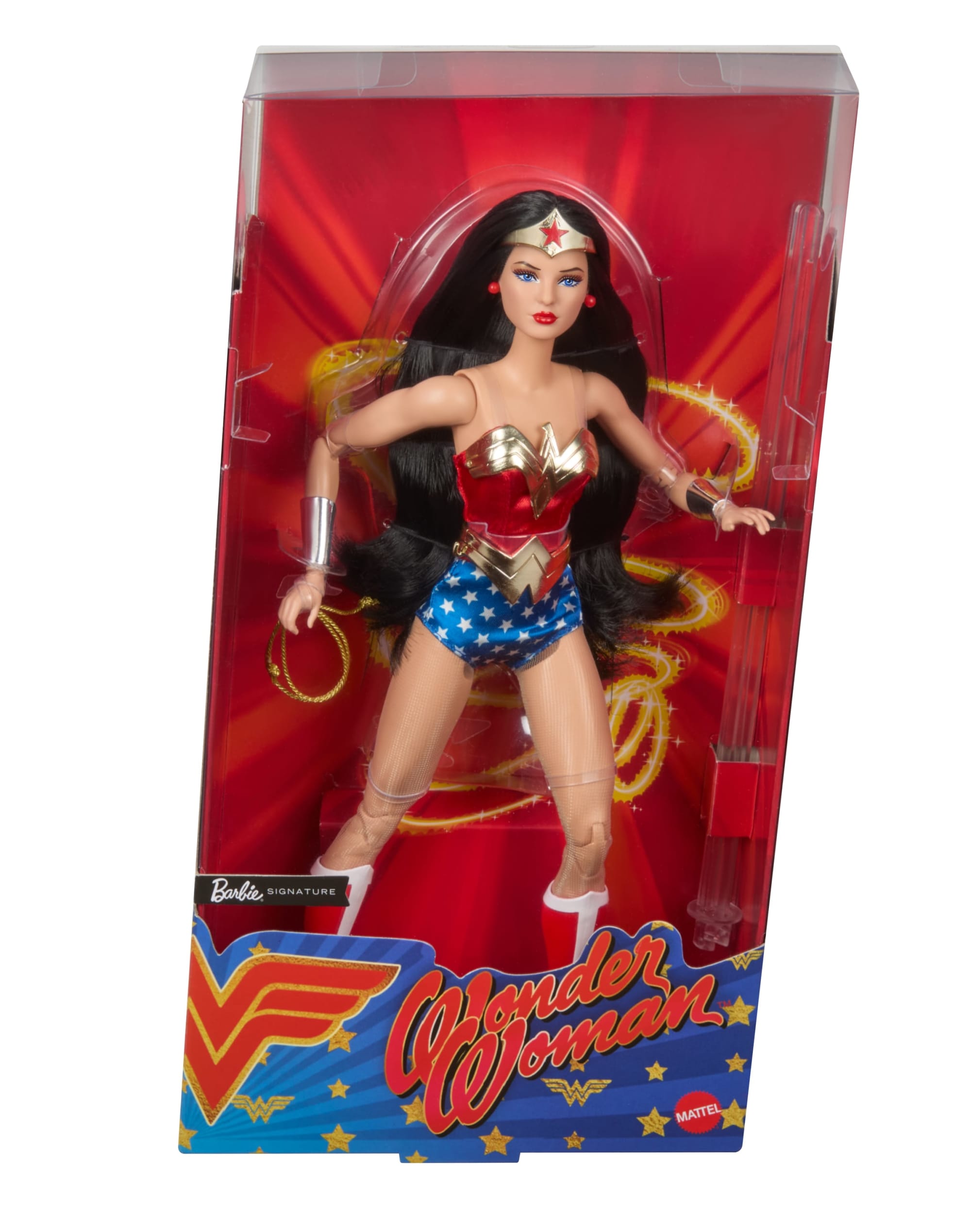 Barbie Wonder Woman Collectible Doll in Red And Blue Tank Suit With Golden Accessories And Lasso - Image 6