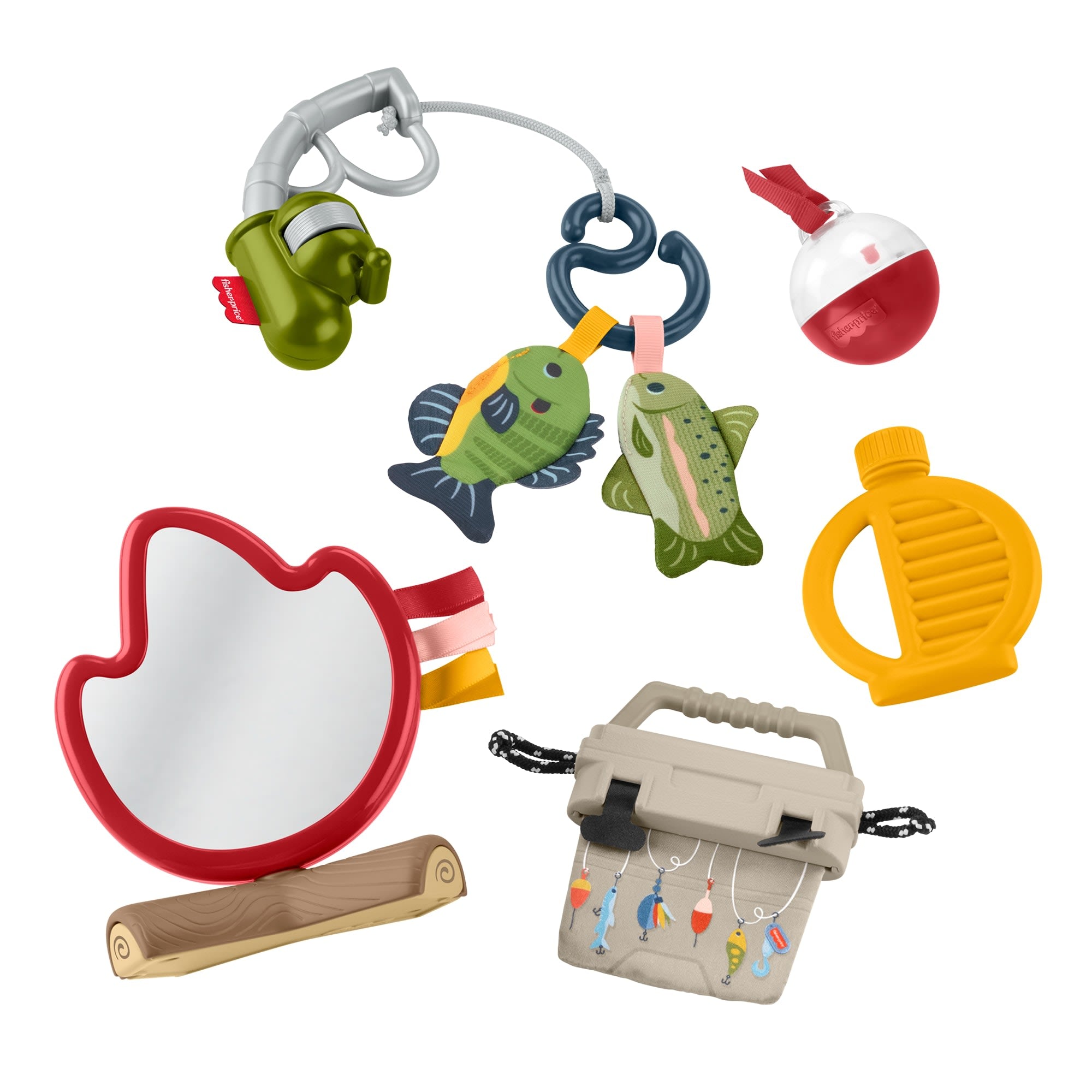 Fisher-Price Mini Me Moments Camp & Crinkle Gift Set. 7-Piece Fishing & Hiking Baby Activity Toys