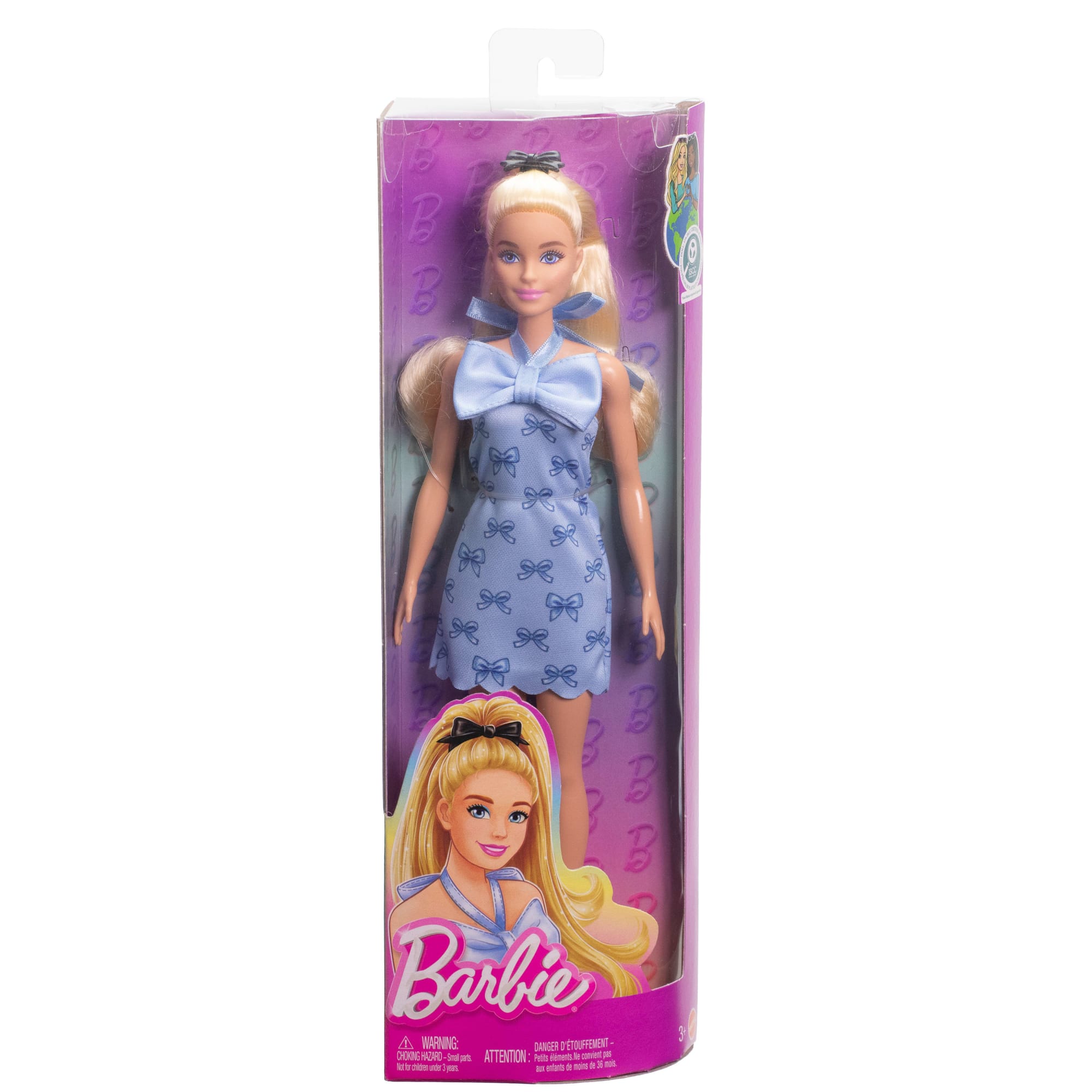 Barbie Fashionistas Doll #237 in Blue Bow Halter Dress. Blonde Ponytail With Bow Accessory - Image 6
