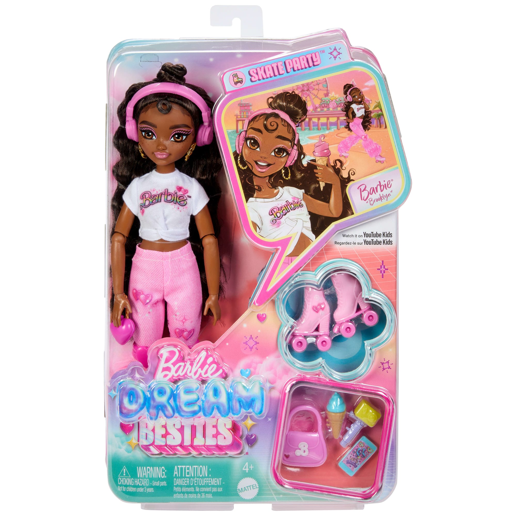 Dream Besties Barbie Brooklyn Roller Skating Fashion Doll With 9 Music & Video Themed Accessories - Image 6