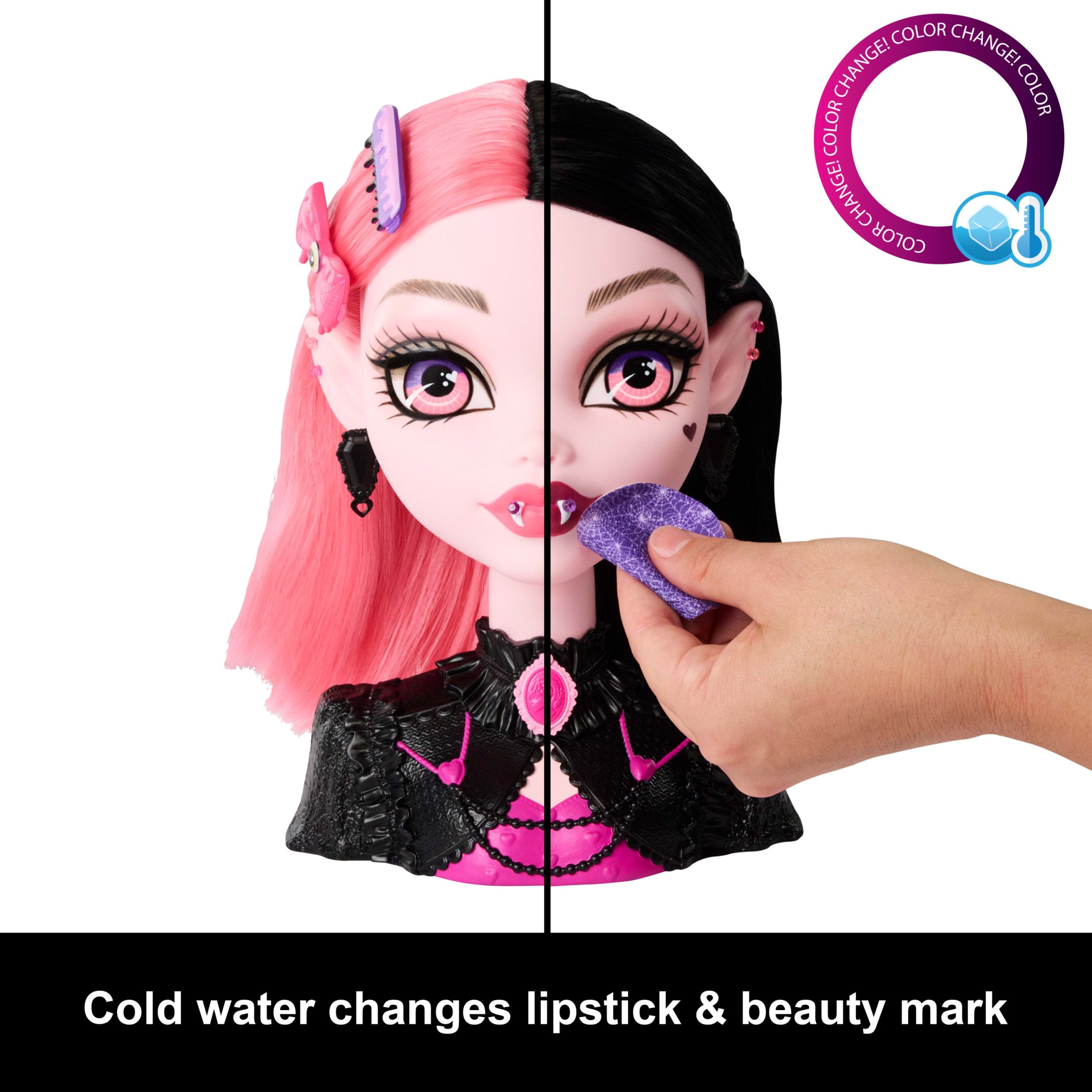 Monster High Draculaura Styling Head With Color Change And 25+ Accessories For Hair And Makeup - Image 4