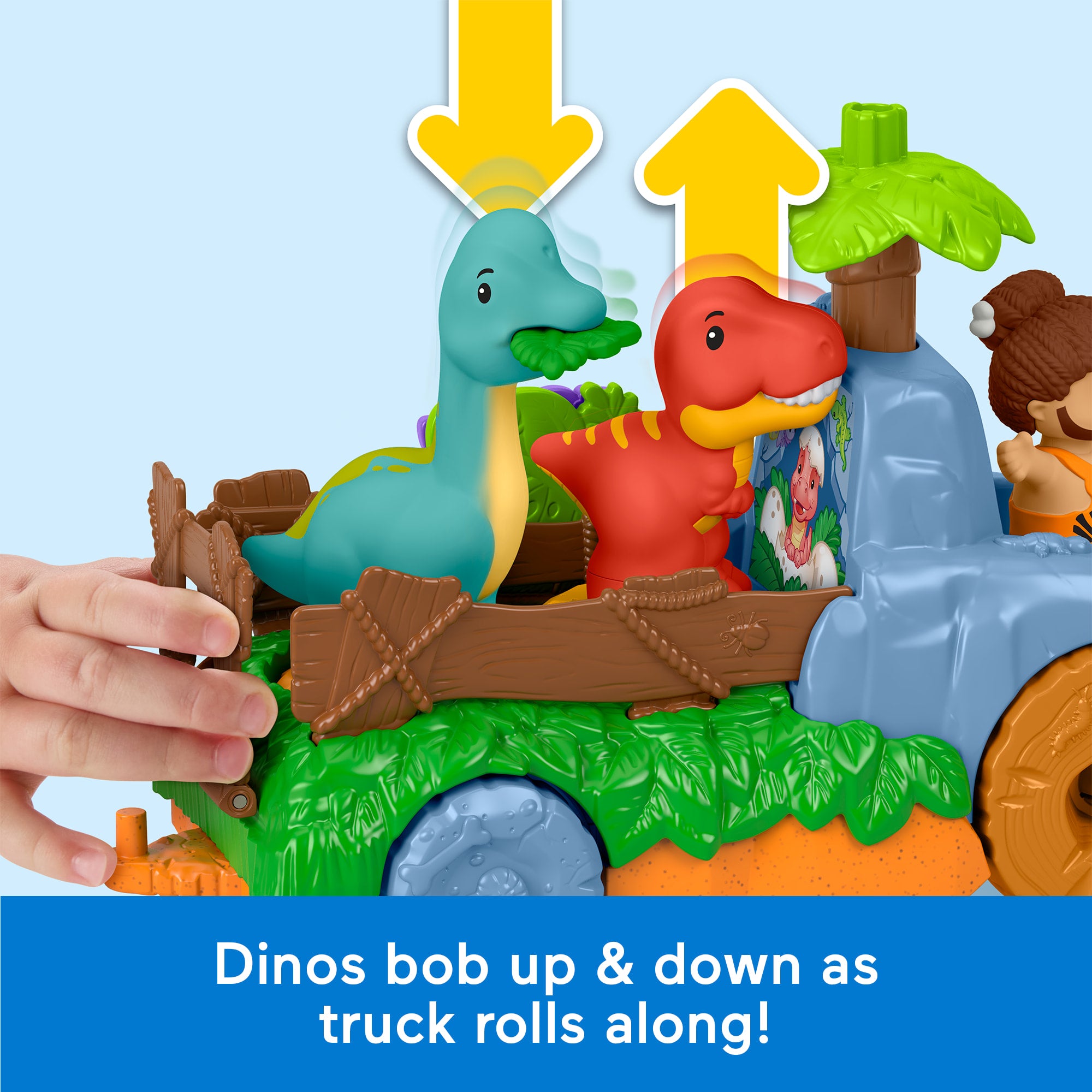 Fisher-Price Little People Dino Wobble Truck. 6-Piece Dinosaur Toy Set For Toddlers - Image 3