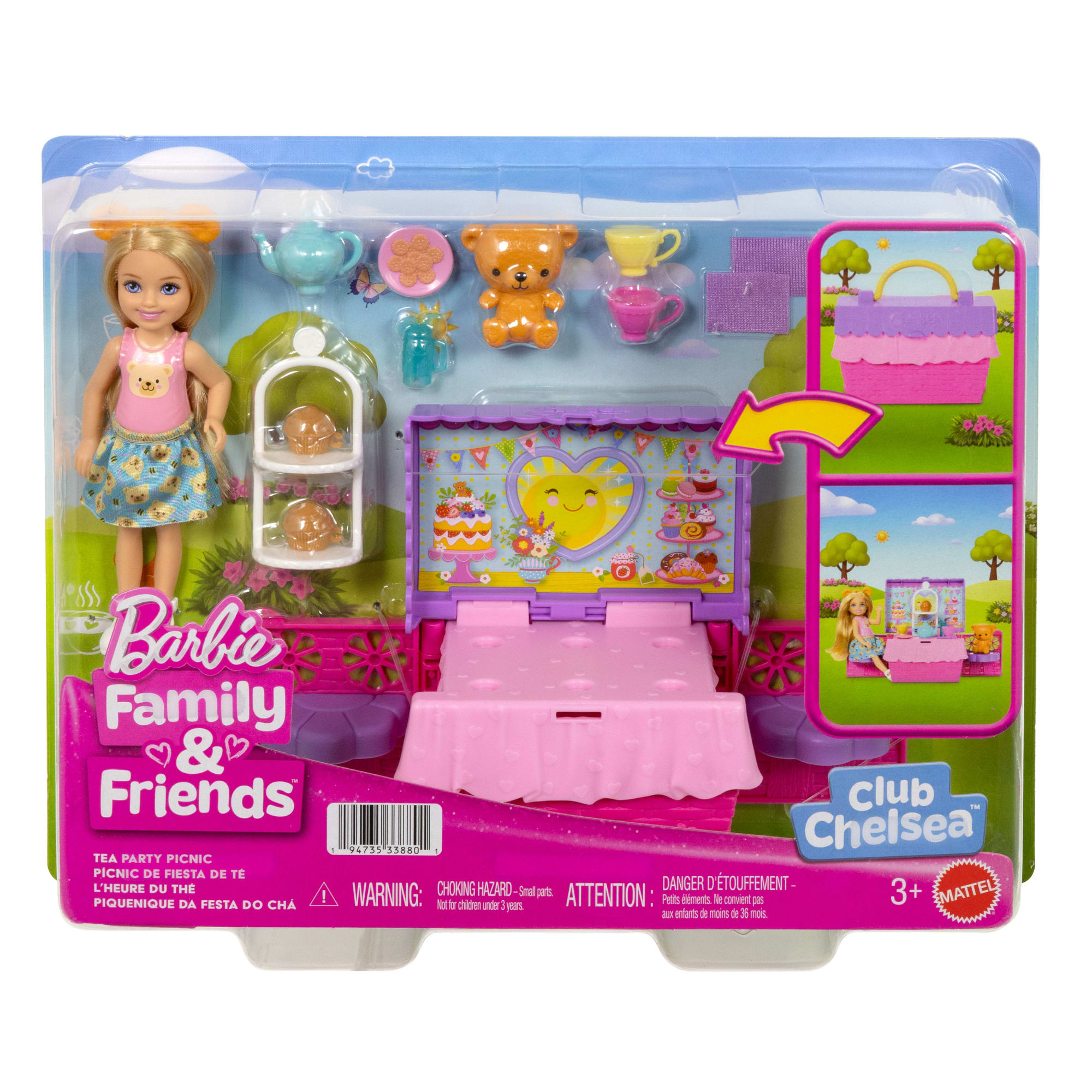 Barbie Family & Friends Club Chelsea Pop-Up Tea Party Playset With Small Doll & 10+ Accessories - Image 6