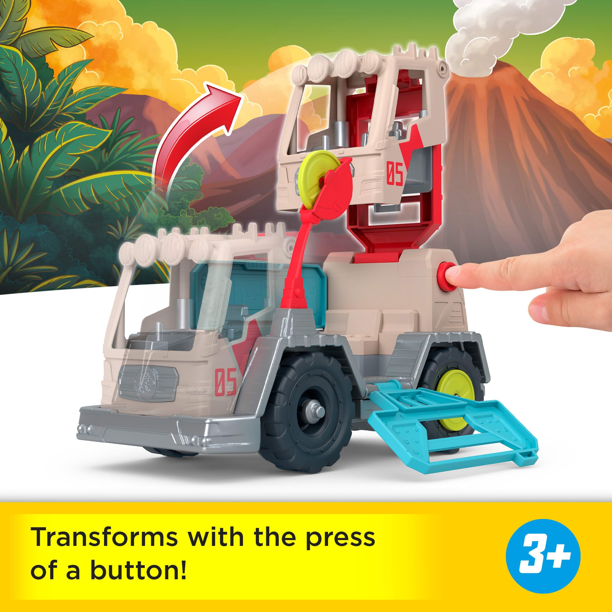 Imaginext Jurassic World Trek 'n Transform Toy Vehicle Play Set With Dinosaur. Figure & Projectile - Image 2