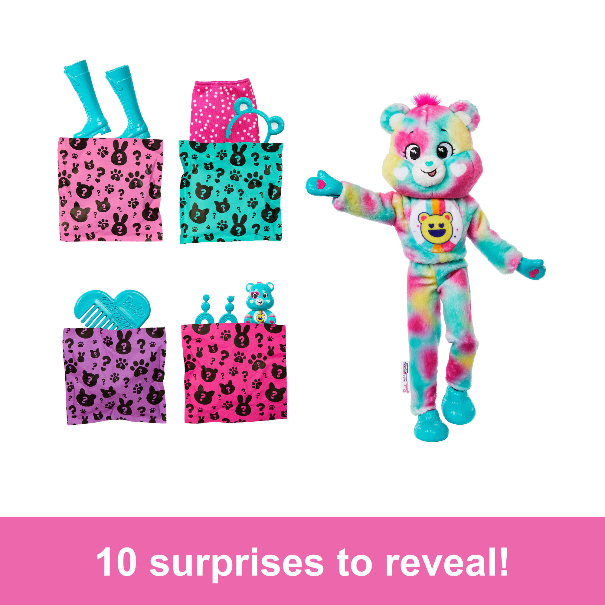 Barbie Cutie Reveal Care Bears Doll & Accessories. Series 2 Good Vibes Bear With 10 Surprises - Image 2