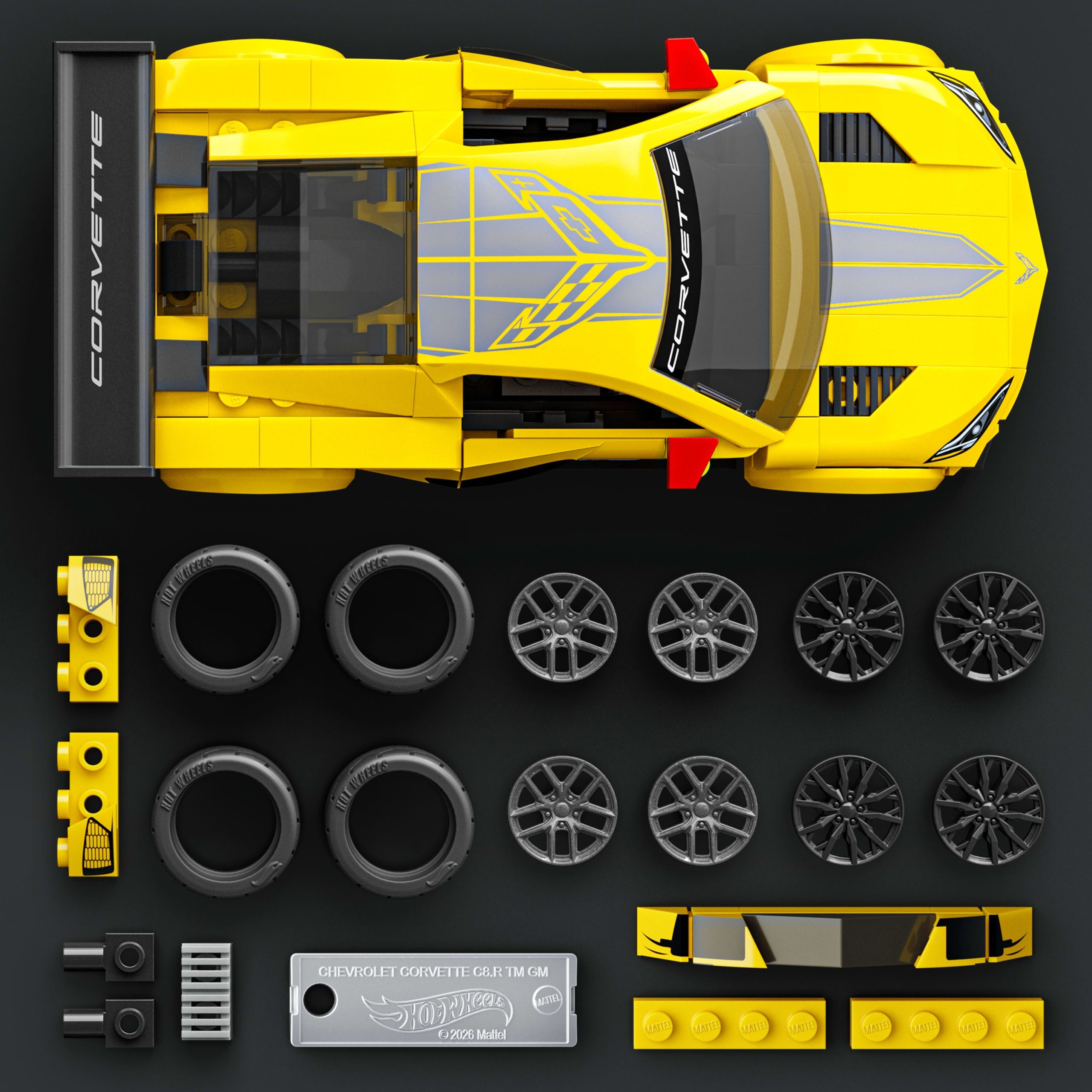 Mattel Brick Shop Hot Wheels '20 Corvette C8.R Building Set - Image 4